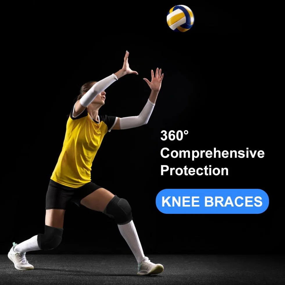Flintronic Genouillères de Protection Sport, Épais Antidérapant pour Danse Volleyball Yoga Football, M
