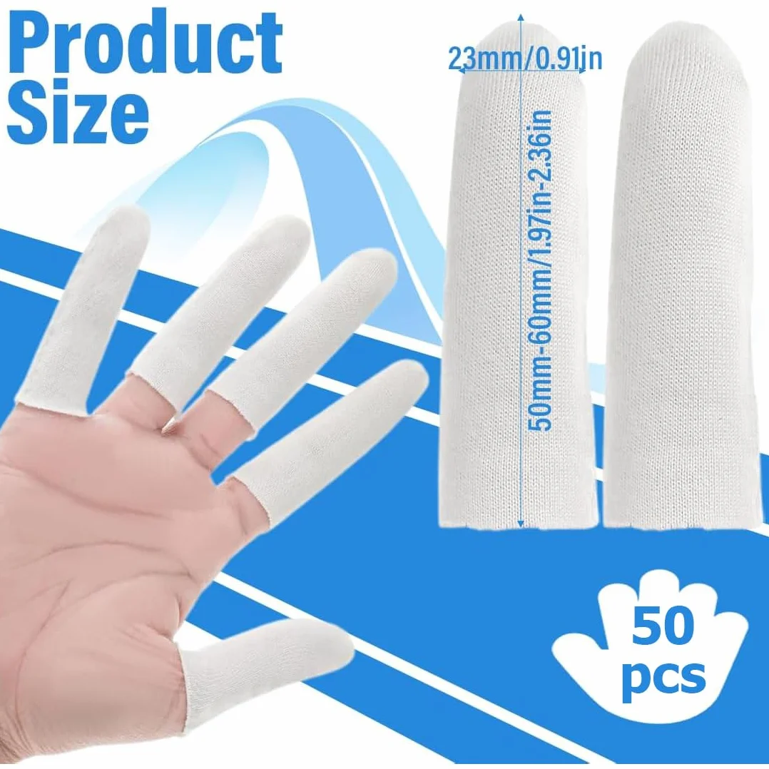 WeddHuis Lot de 50 Doigtiers Protège Doigt en Coton – Protection Doigt Main Respirante pour Eczéma et Arthrite