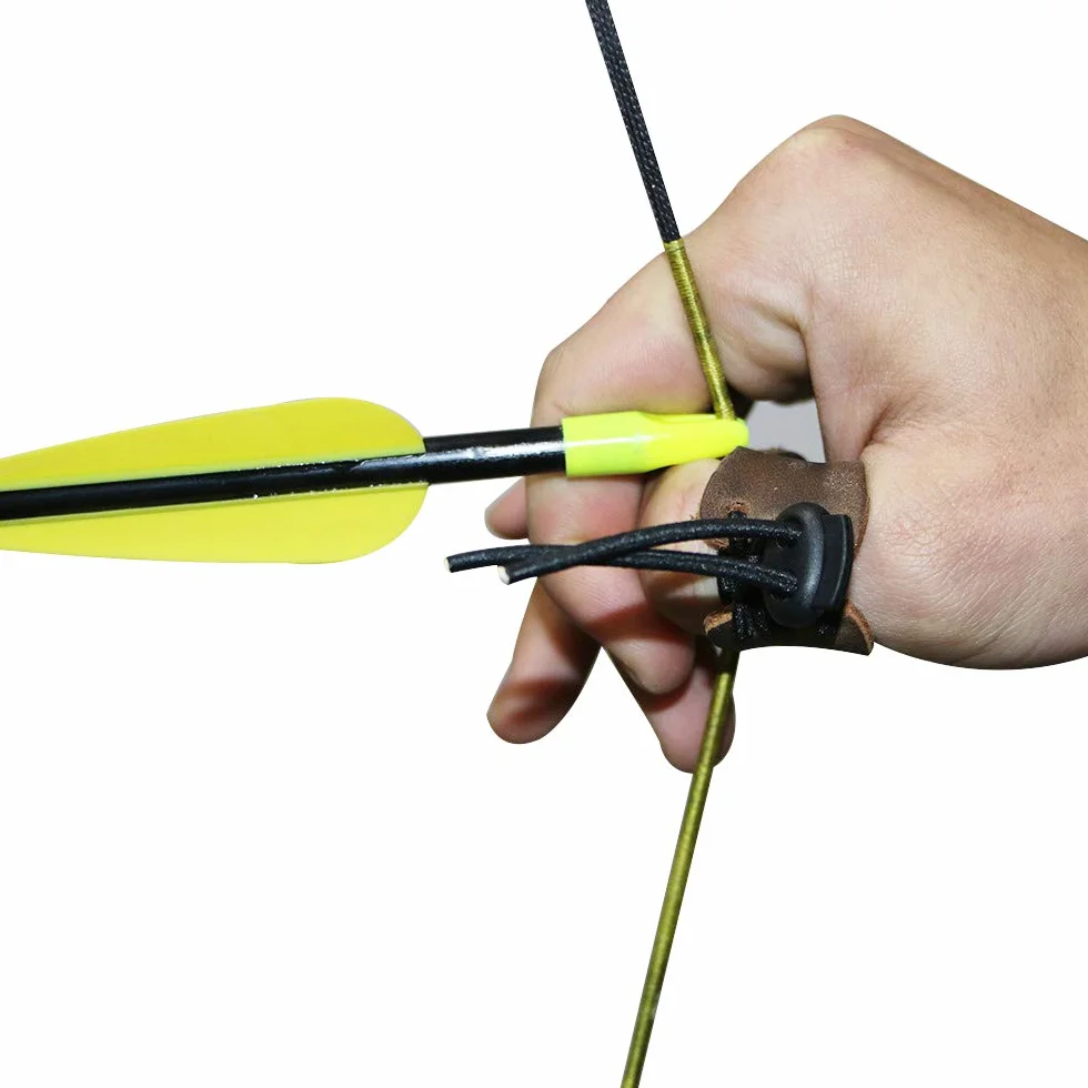 Lot de 2 doigts de tir à l'arc en cuir pour pouce et flèche - Noir