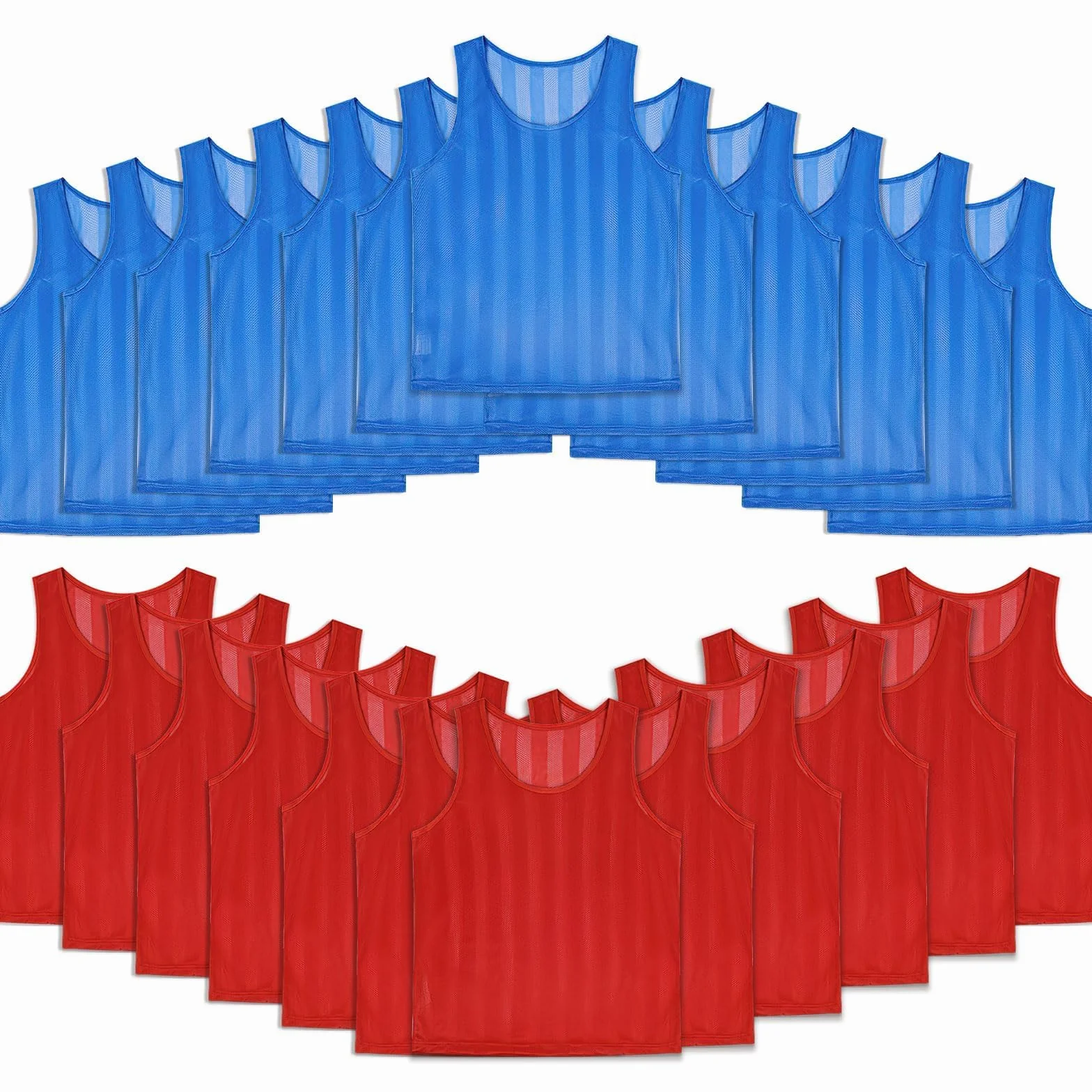 Lot de 24 Gilets d'Entraînement en Maille Respirante Rouge & Bleu pour Football Basketball Rugby