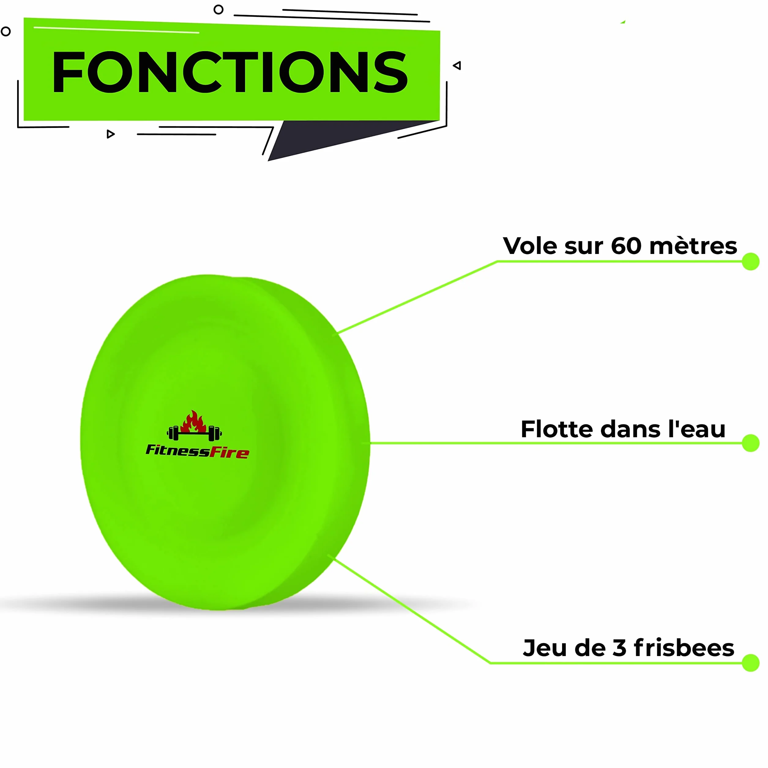 Set de 3 Mini frisbees - Le Petit Disque de Frisbee Vole à Plus de 60 mètres - Alternative au Frisbee Ordinaire