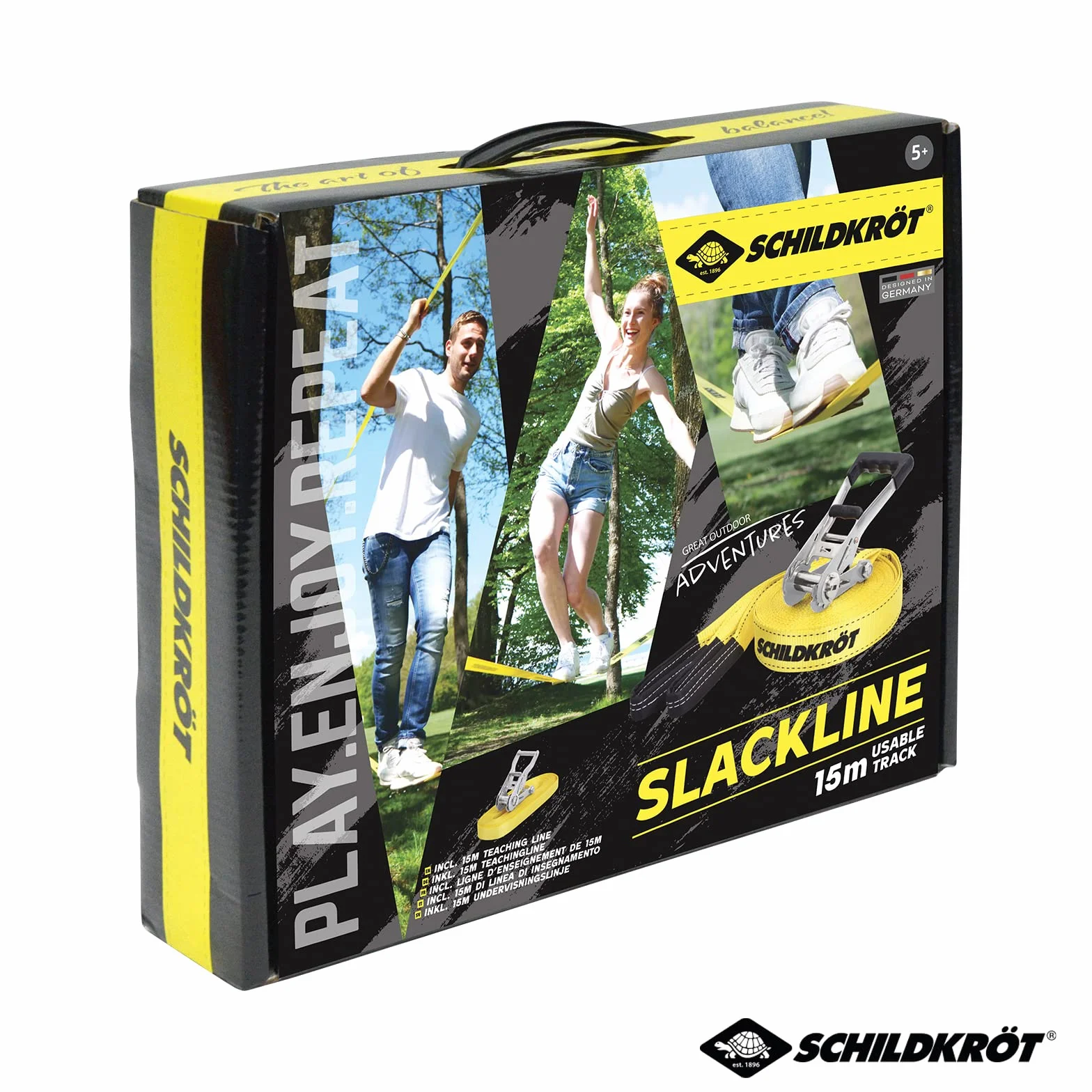Schildkröt Slackline 15m, Ligne d'Enseignement 5 cm, Débutants Enfants Adultes