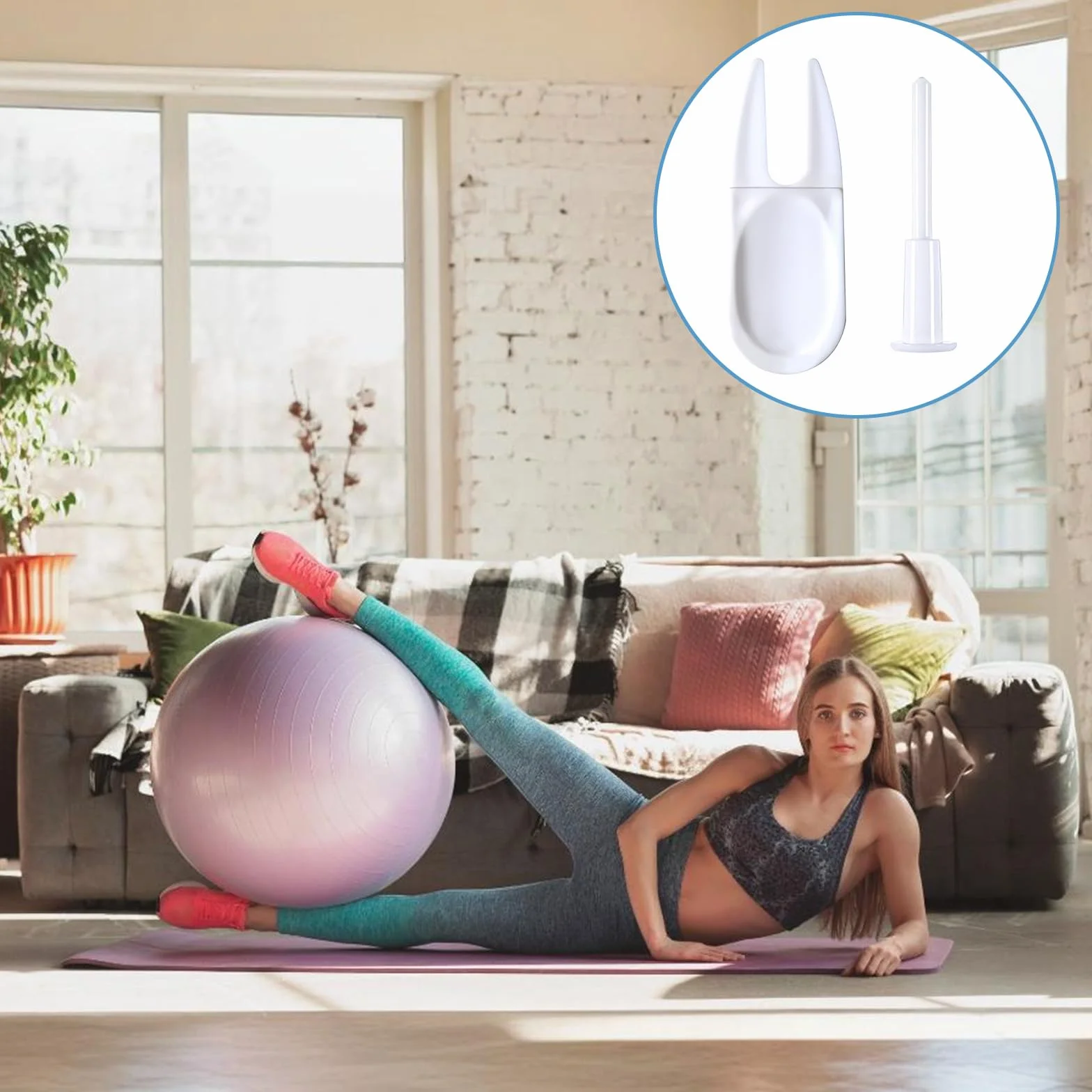 TIESOME Kit de rechange pour ballon de yoga avec 5 bouchons d'air et dispositif de retrait, blanc