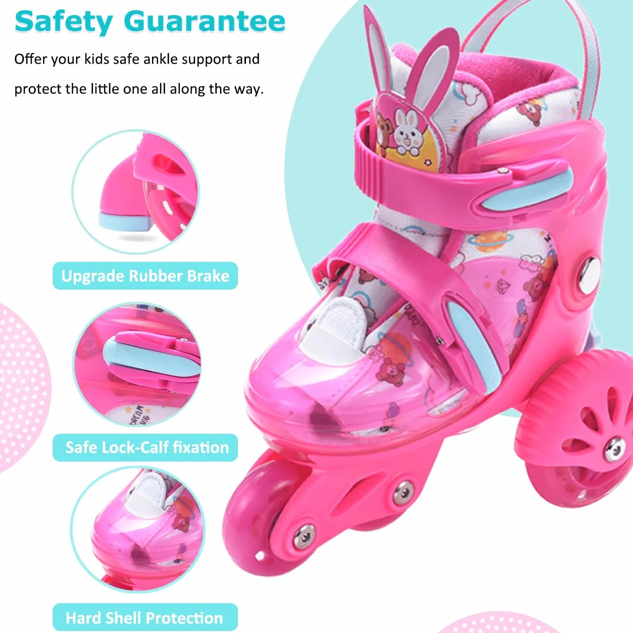 ERNAN Patins à roulettes réglables Enfants Roues Lumineuses