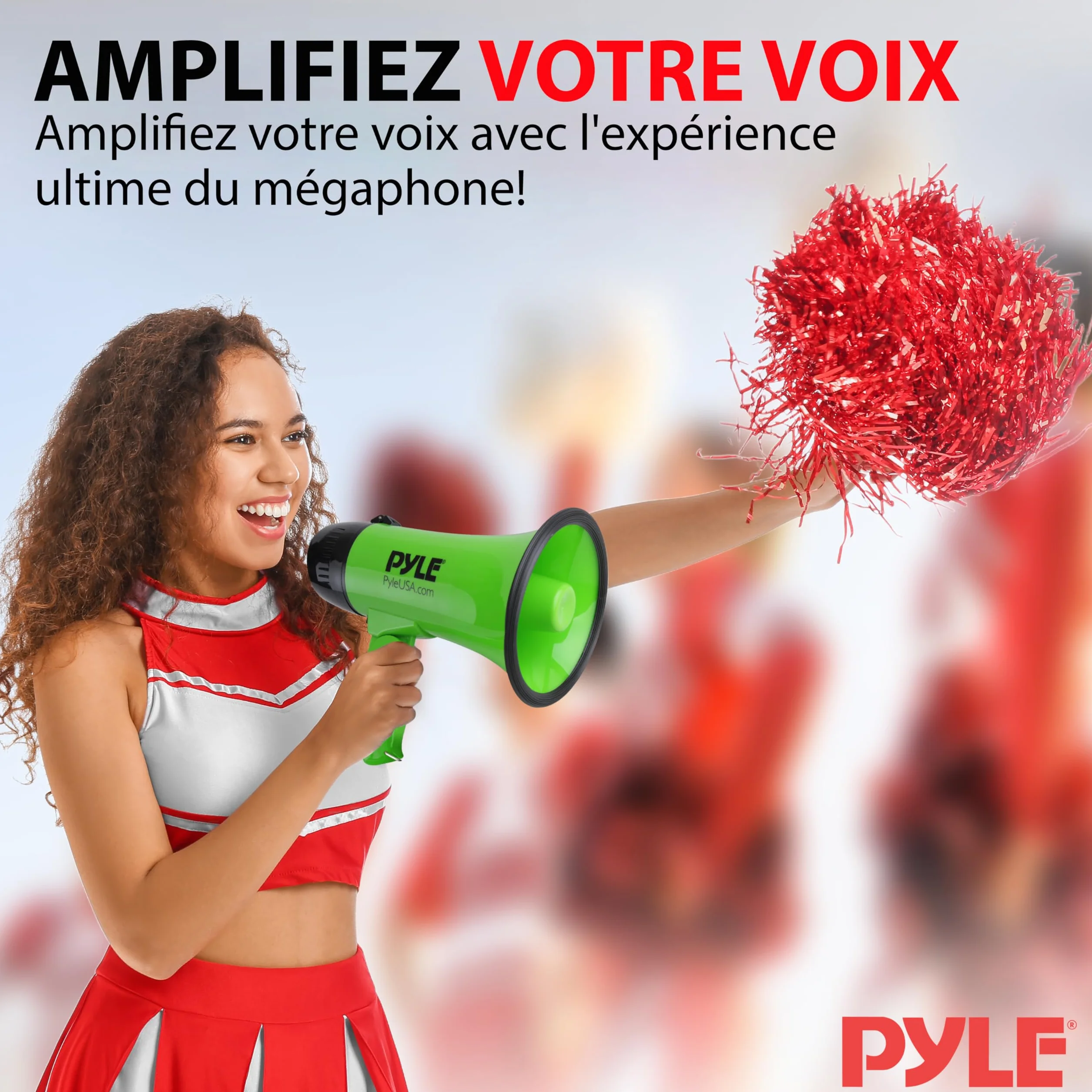 Pyle Mégaphone Portable 20W avec Sirène, Microphone, 2 Modes, Poignée Pliante - Vert