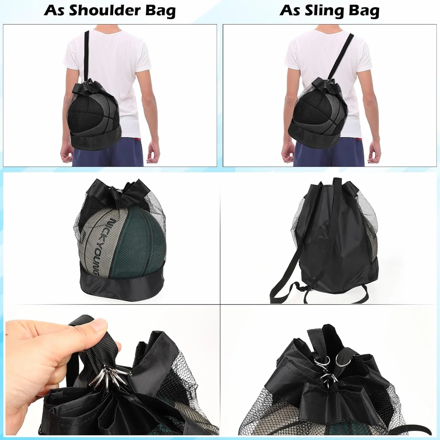 Sac à Ballons Filet à Ballon Portable pour Football Basketball Tennis Volleyball Rugby