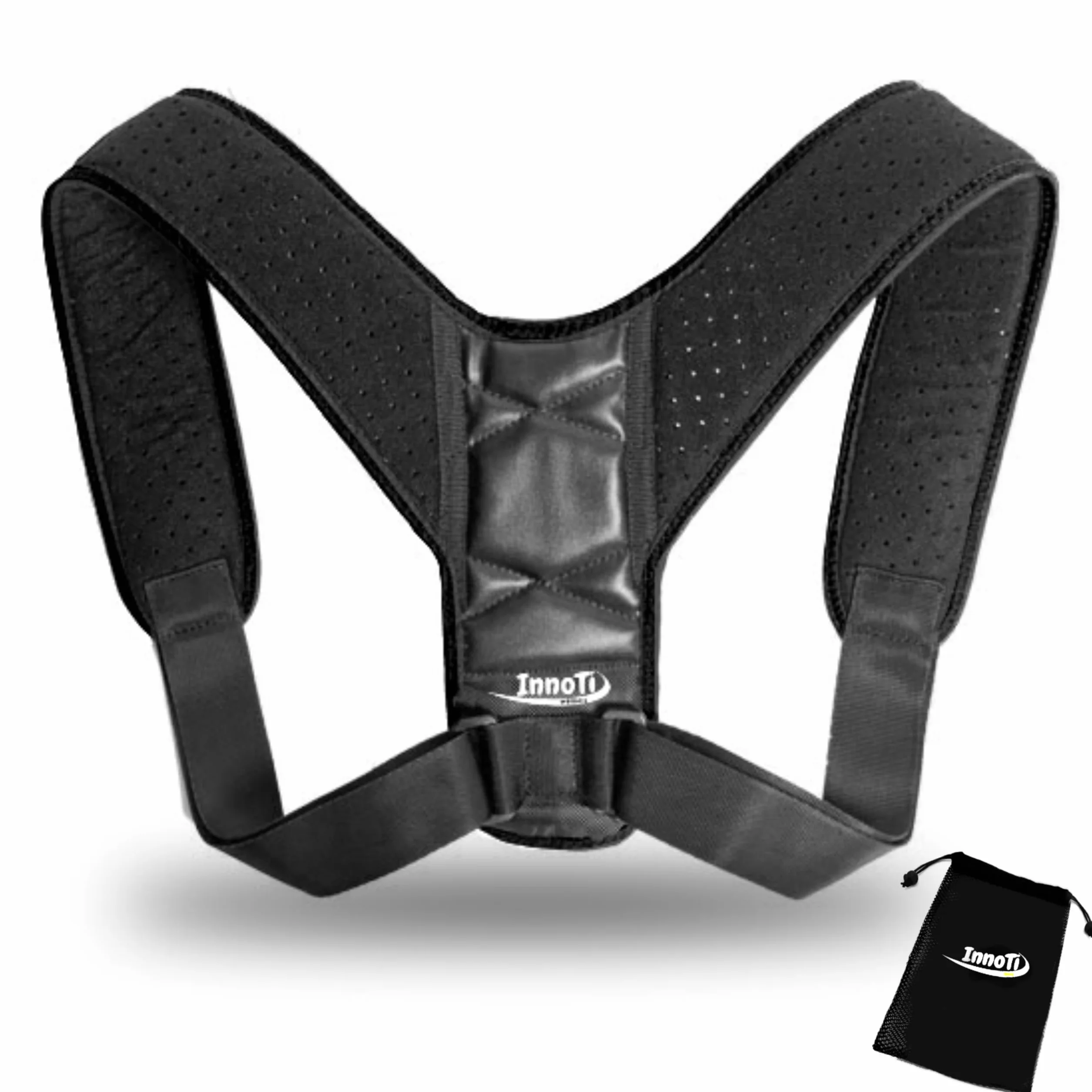Correcteur de Posture Dos pour Hommes et Femmes - Ceinture Dorsale Ajustable Respirante Noir