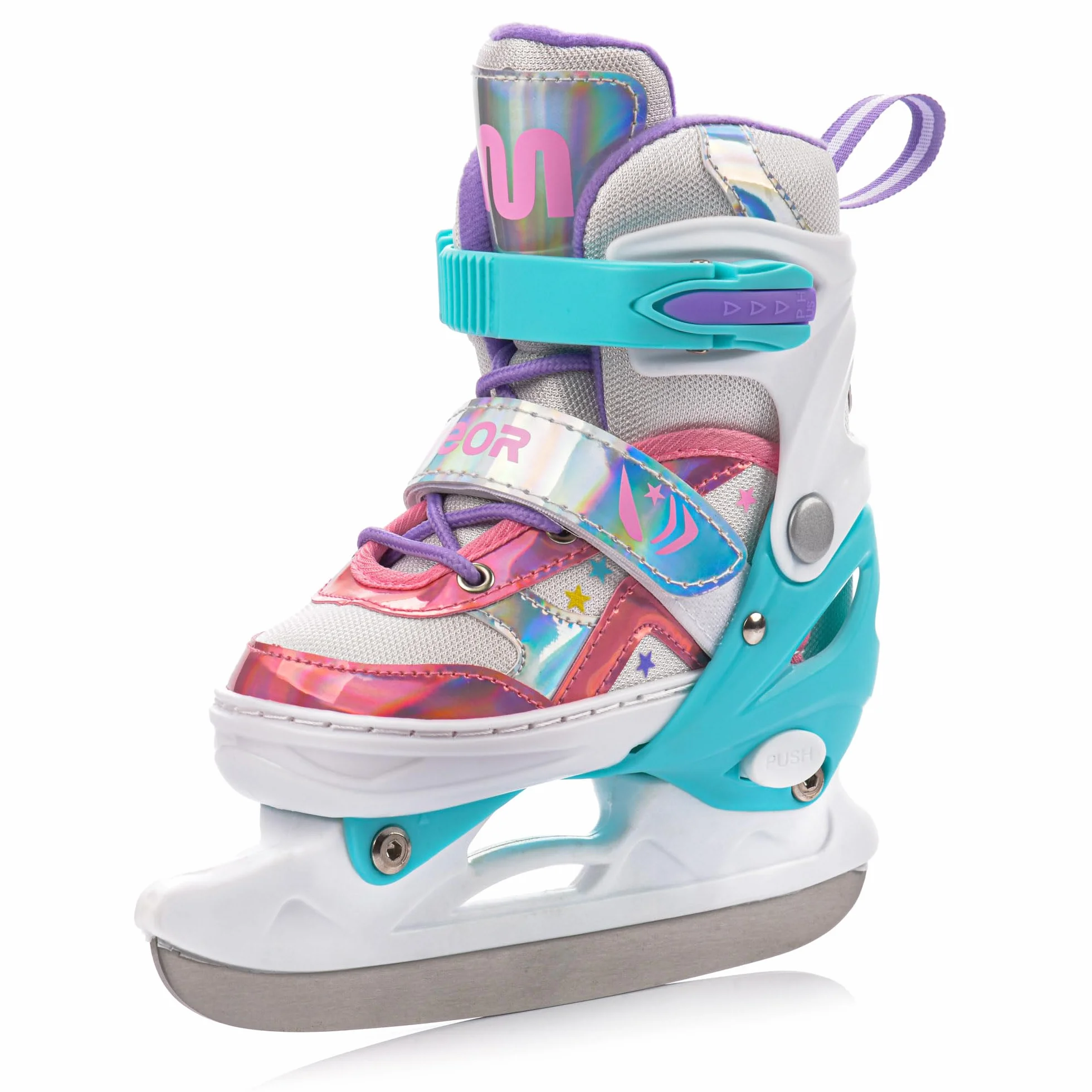 Patins à roulettes Enfants 4 en 1 réglables 25-37 Rollers quads Glace Coque Haute Stable Roues PU ABEC-7 Meteor