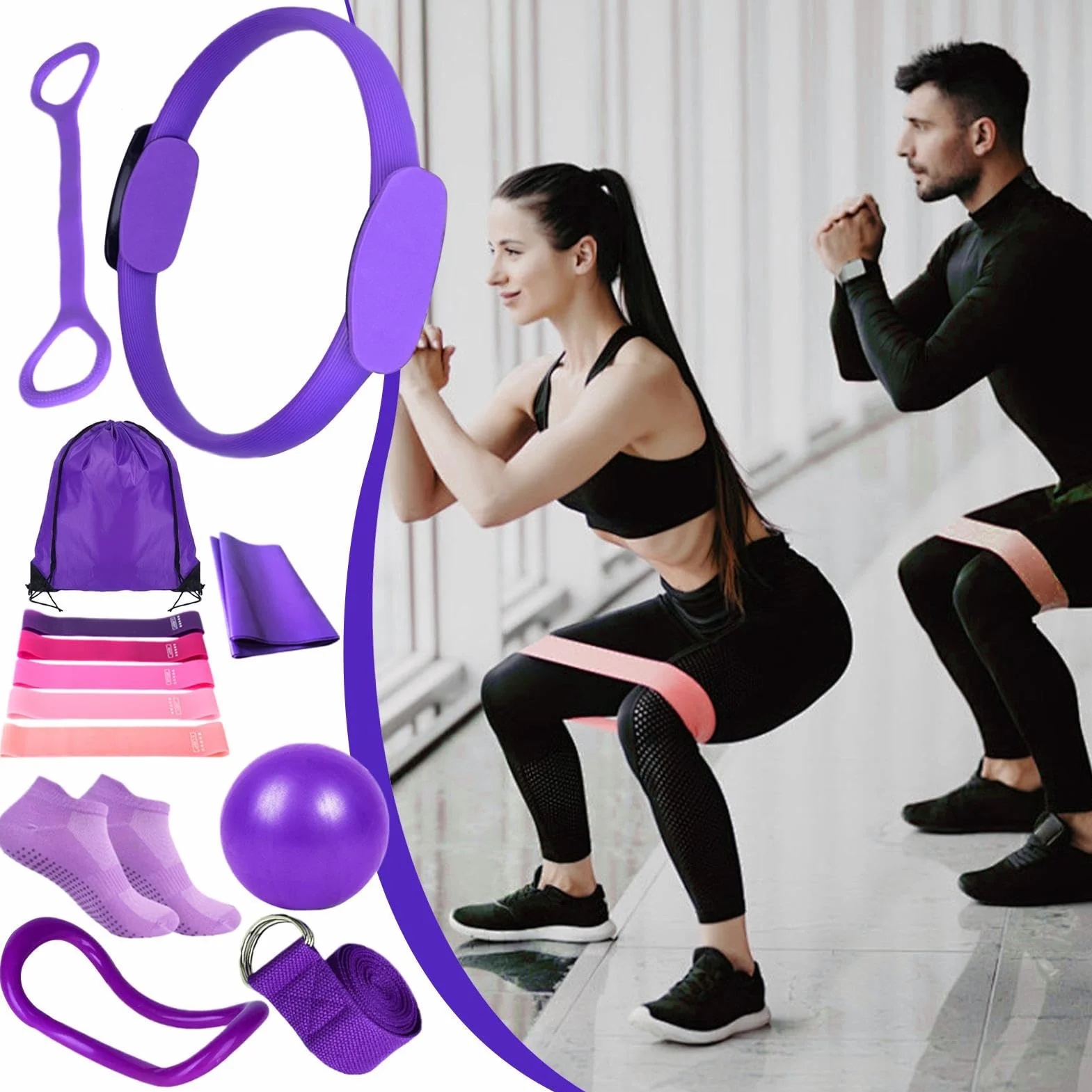 Better Me Kit Pilates Complet 14 Pièces Maison Accessoires Yoga Fitness Femme