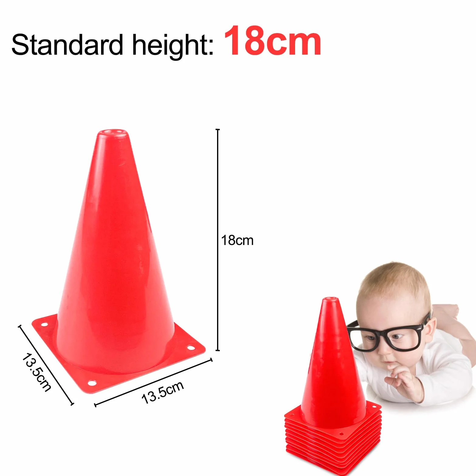 Fousenuk 10 Pièces Cônes de Signalisation 18cm, Cônes d'Entraînement de Football, Plots de Marquage en Plastique
