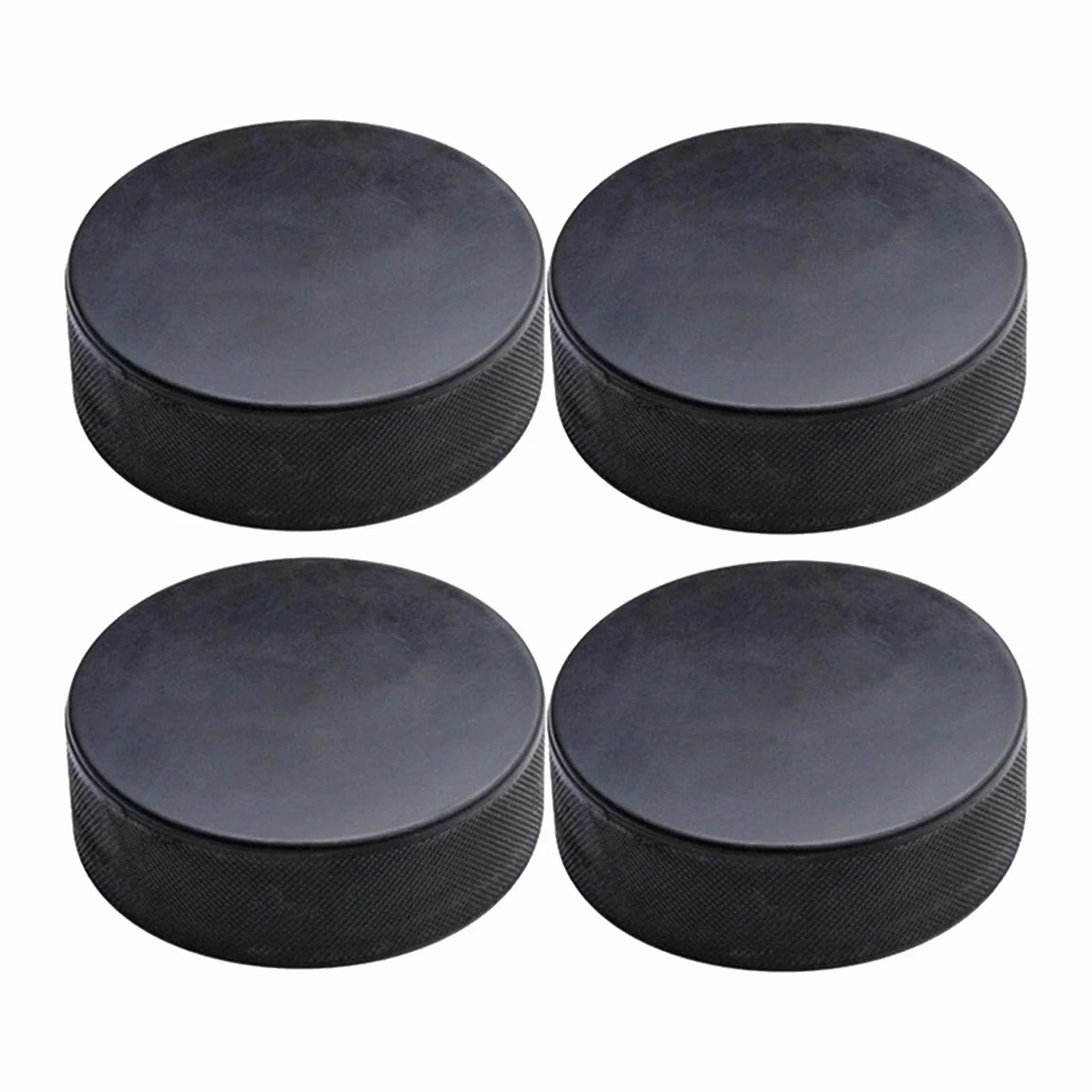 Palets de hockey sur glace en mousse souple noire – Lot de 4, Diamètre 7,6 cm, Épaisseur 2,5 cm