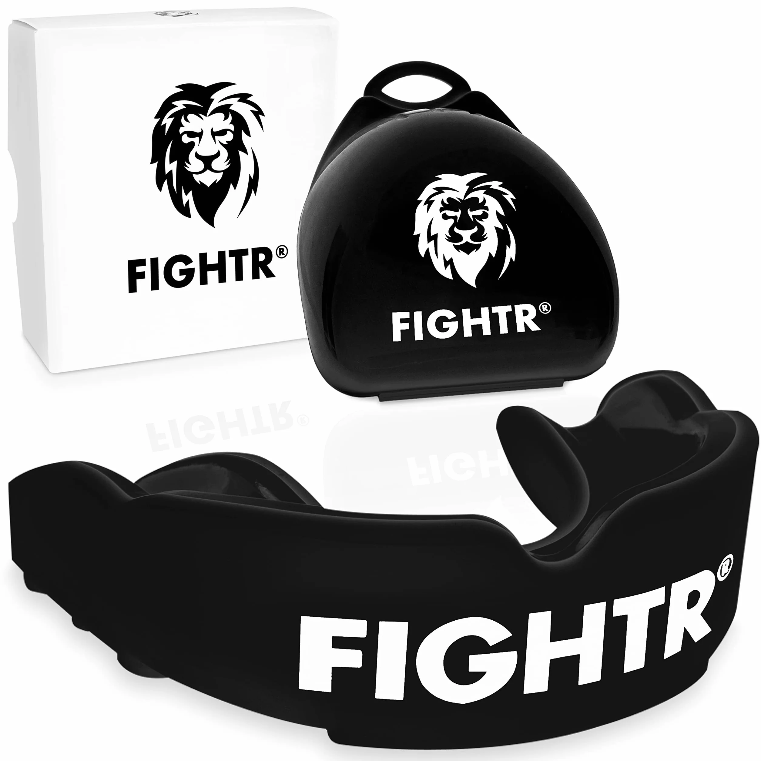 FIGHTR® Protège-Dents Sport pour Boxe, MMA, Muay Thai, Hockey, Arts Martiaux avec Boîte d'Hygiène