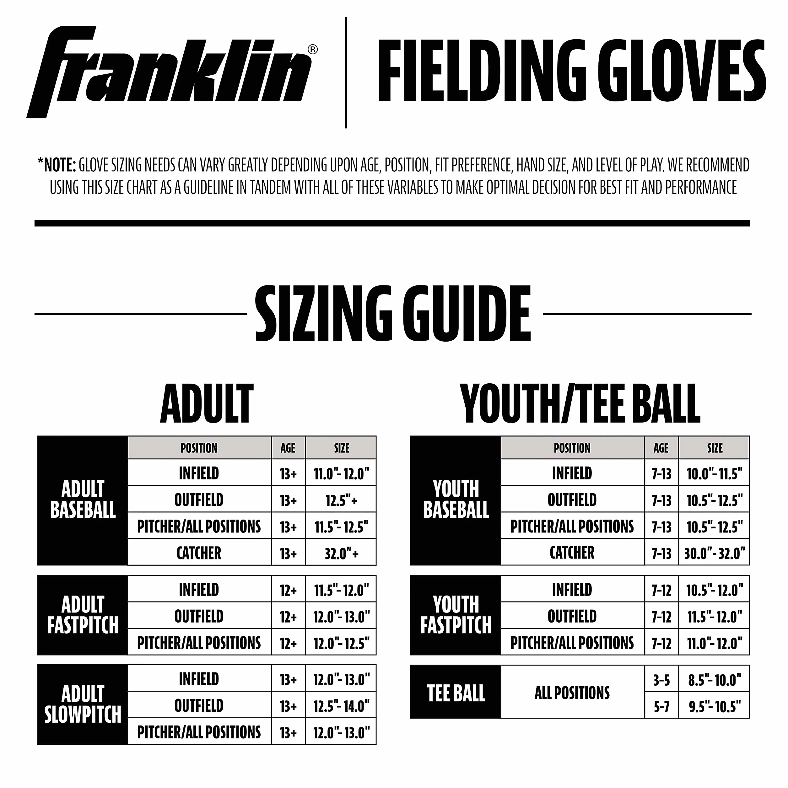 Franklin Sports Gants de Baseball en Cuir de Vache Noir CTZ5000