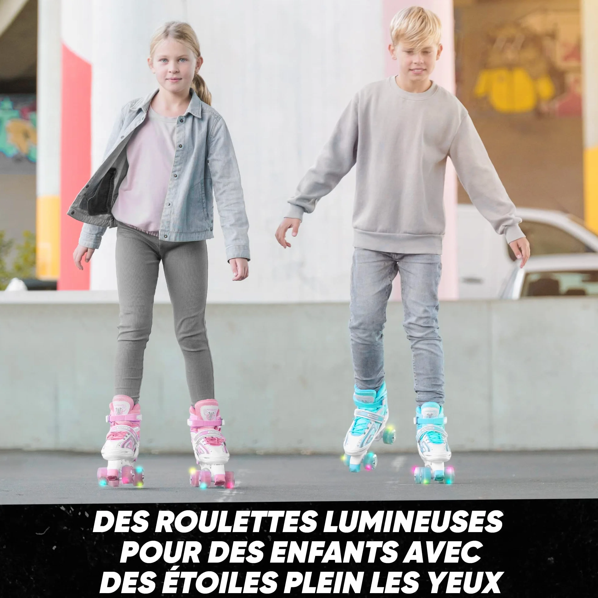 Apollo Super Quad X Pro Patins à roulettes LED Enfants Débutants