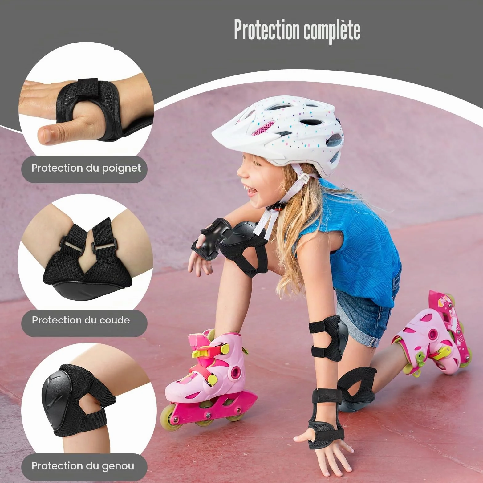 CKE Genouillères Enfants 3 en 1 Protection Patinage Cyclisme Filles Garçons