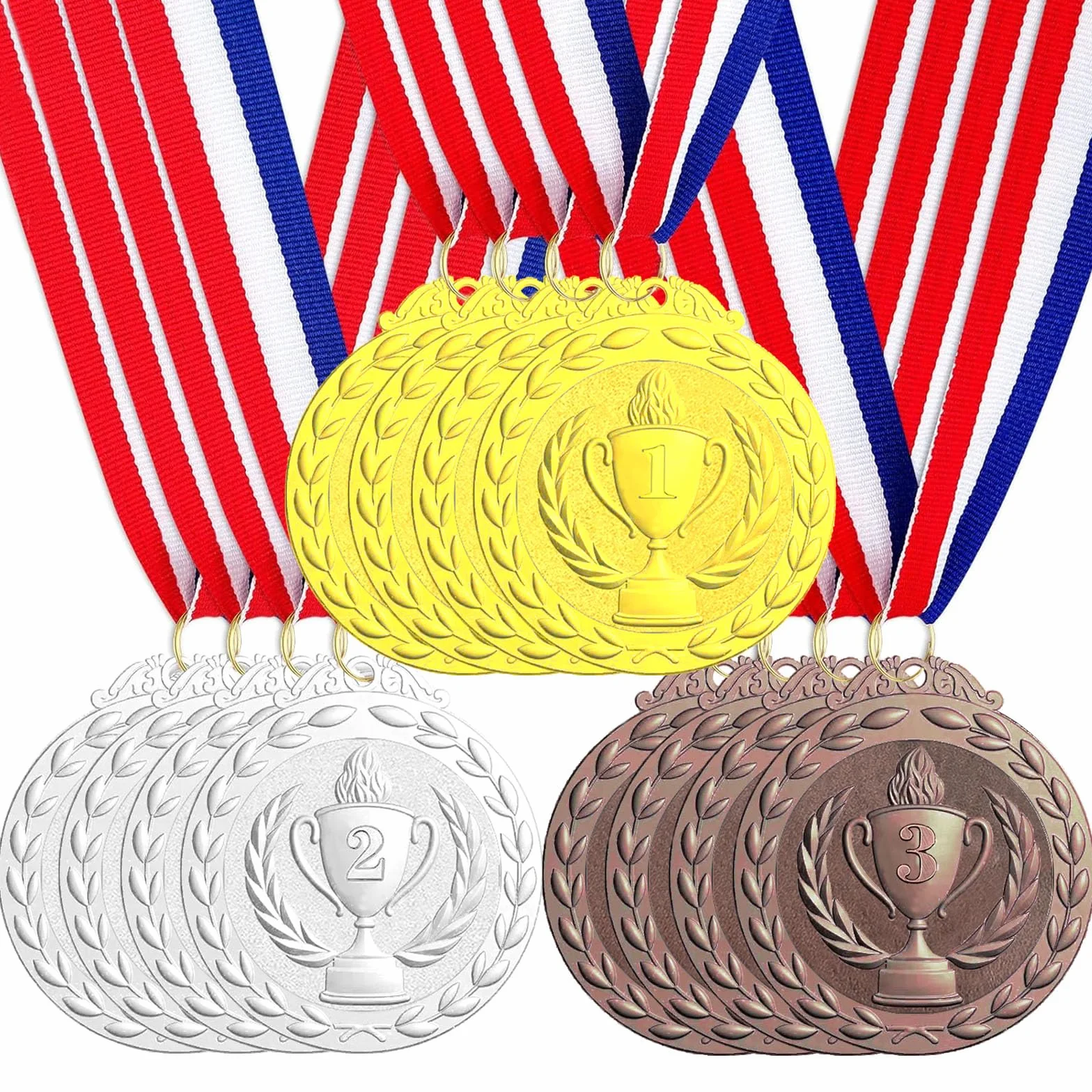 Médaille de Récompense Or Argent Bronze avec Rubans Cou, Style Olympique 5 cm