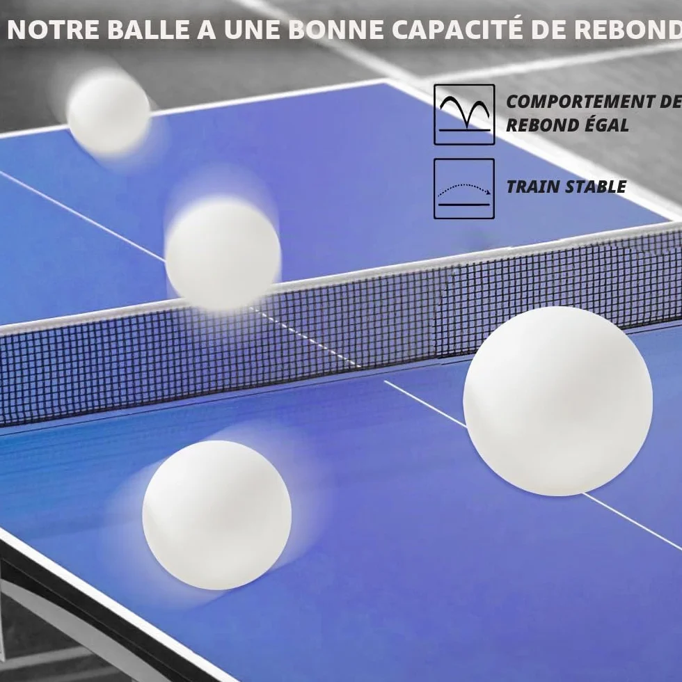 Mizikuu 50 balles de tennis de table blanches plastique entraînement ping-pong