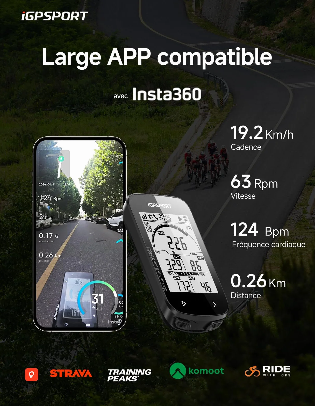 iGPSPORT BSC100S Compteur Velo GPS sans Fil, Écran 2,6'', 40H Autonomie, IPX7