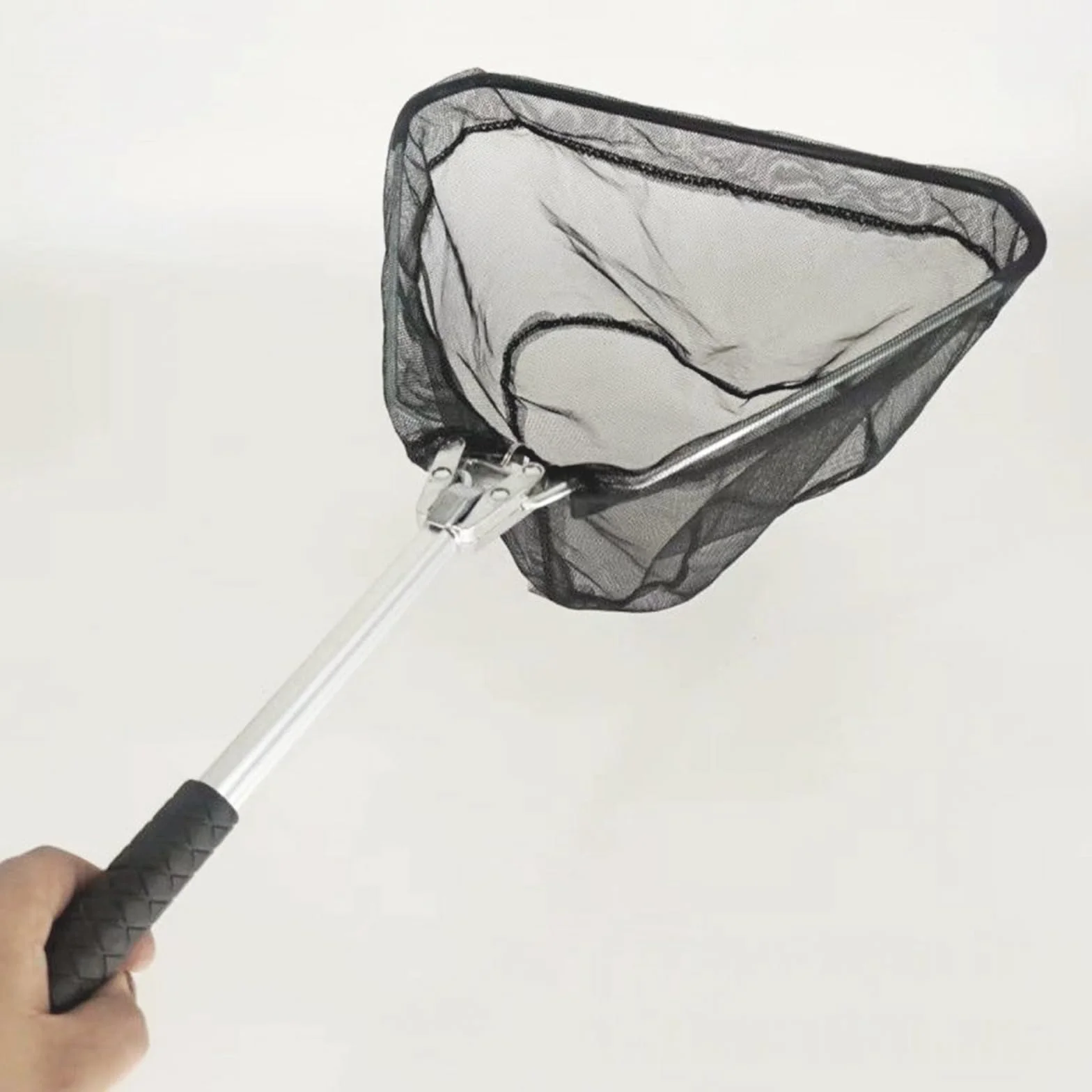 Épuisette de Pêche Pliable 30 x 30 cm Profondeur 20 cm Poignées Antidérapantes Filet en Nylon Portable