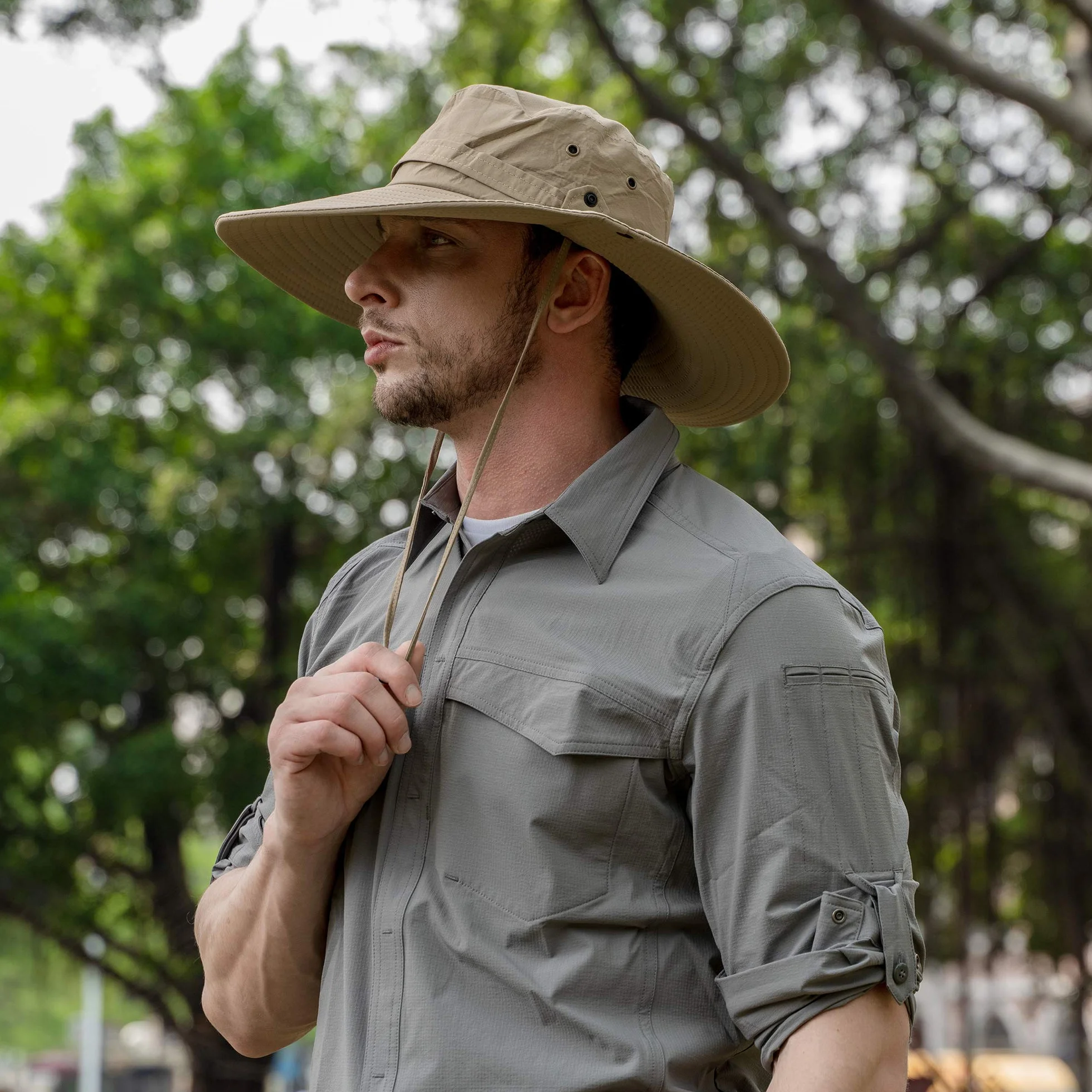 Chapeau Boonie à Large Bord imperméable pour Homme Protection Solaire d'extérieur