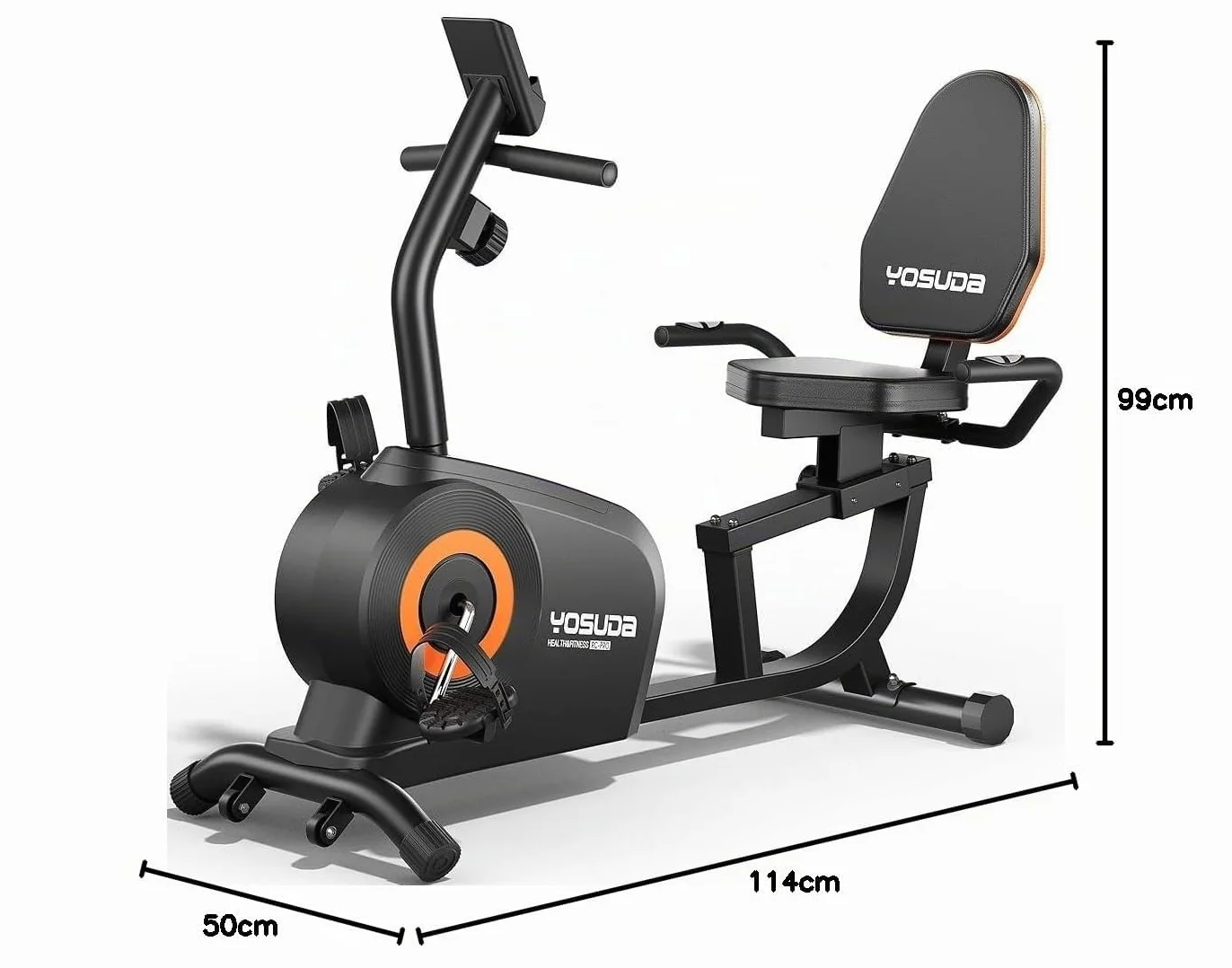 YOSUDA Vélo d'Appartement Semi-Allongé 16 Niveaux Résistance Magnétique Silencieux Capacité 160kg