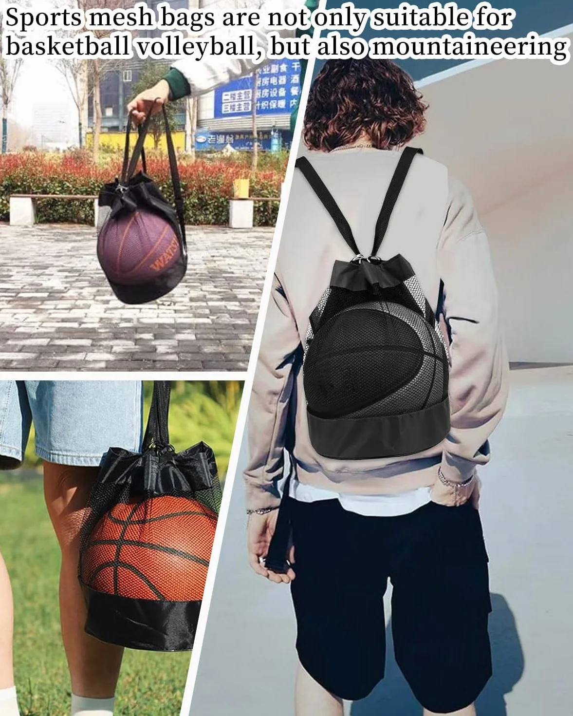 Sac à Ballons Filet à Ballon Portable pour Football Basketball Tennis Volleyball Rugby