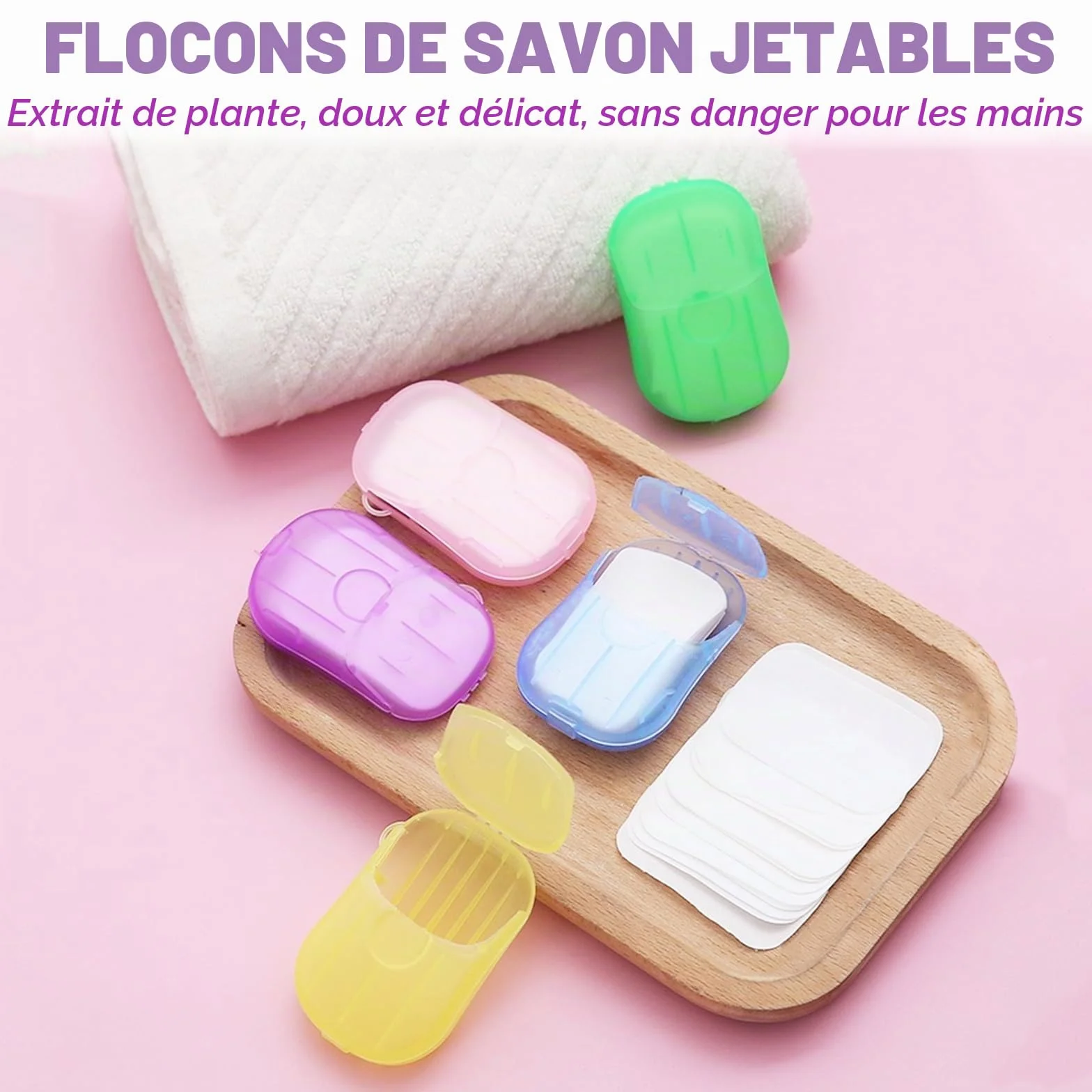 Savon en Papier Jetables 300 Feuilles 15 Boîtes Mini Portable Voyage Camping