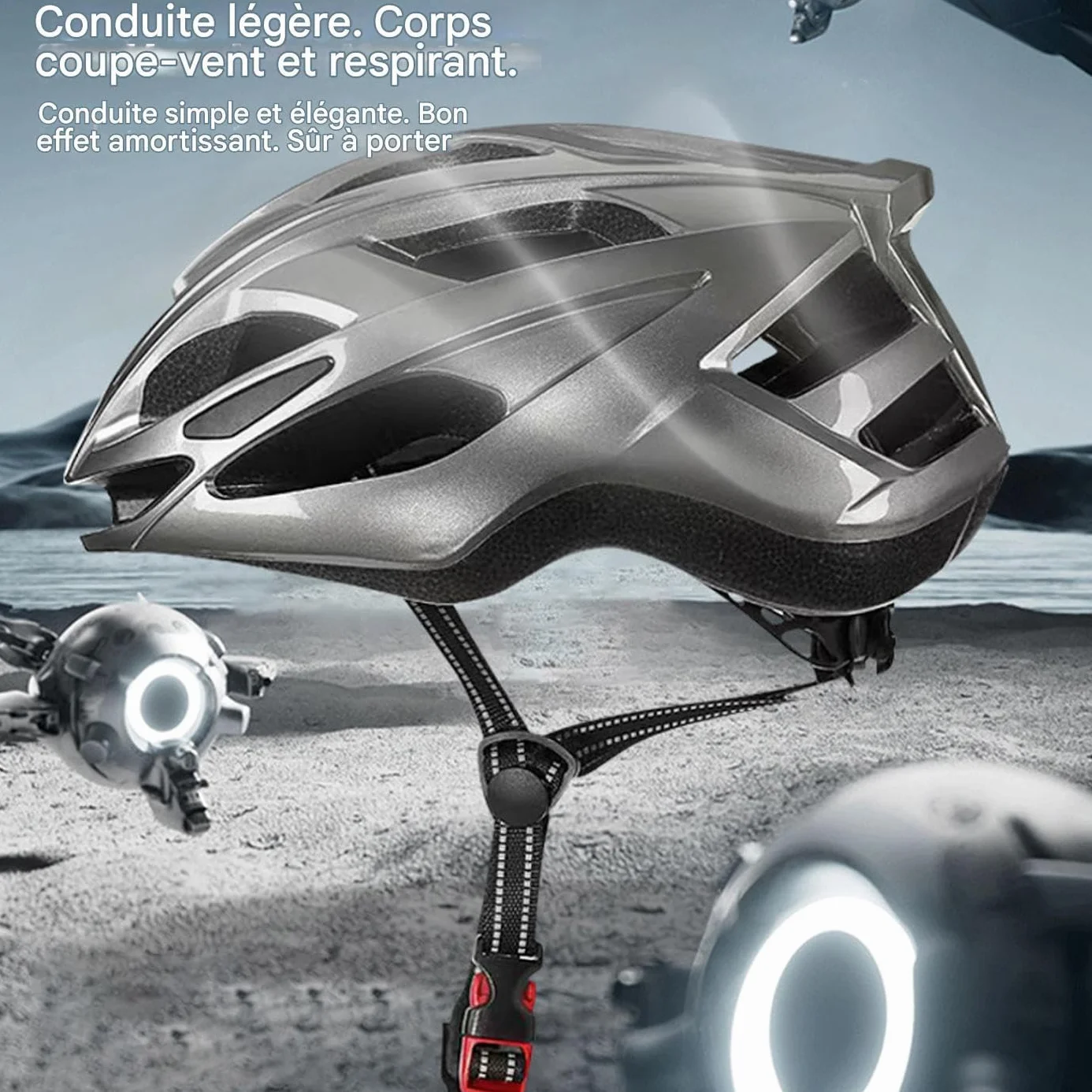 Casque De Cyclisme Léger Multisport Homme Femme Absorption Chocs Ventilation Taille Réglable 57-62cm Polycarbonate