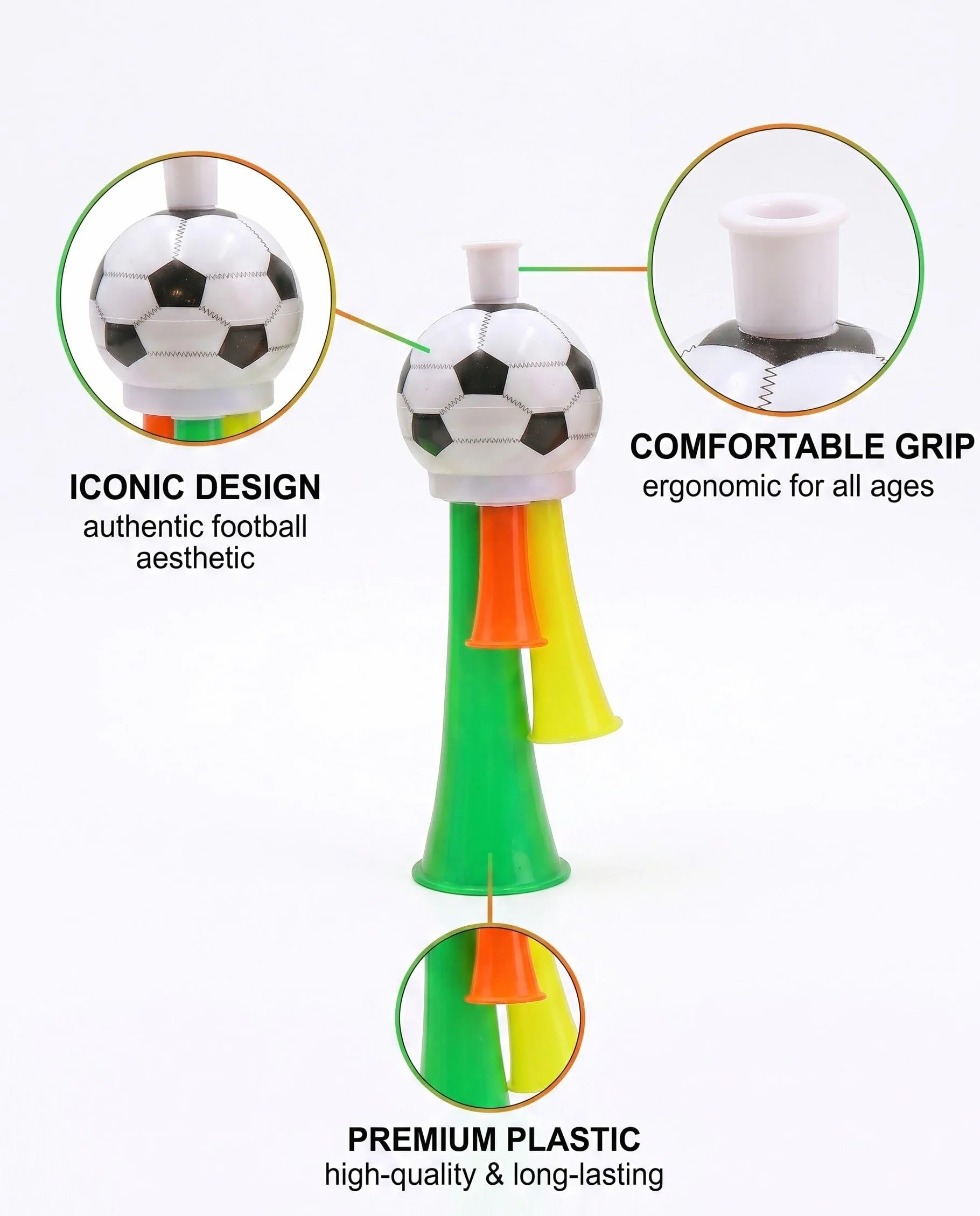 Vuvuzela 4 pièces haut-parleur trépied compact pour football stade fanfare événements sportifs