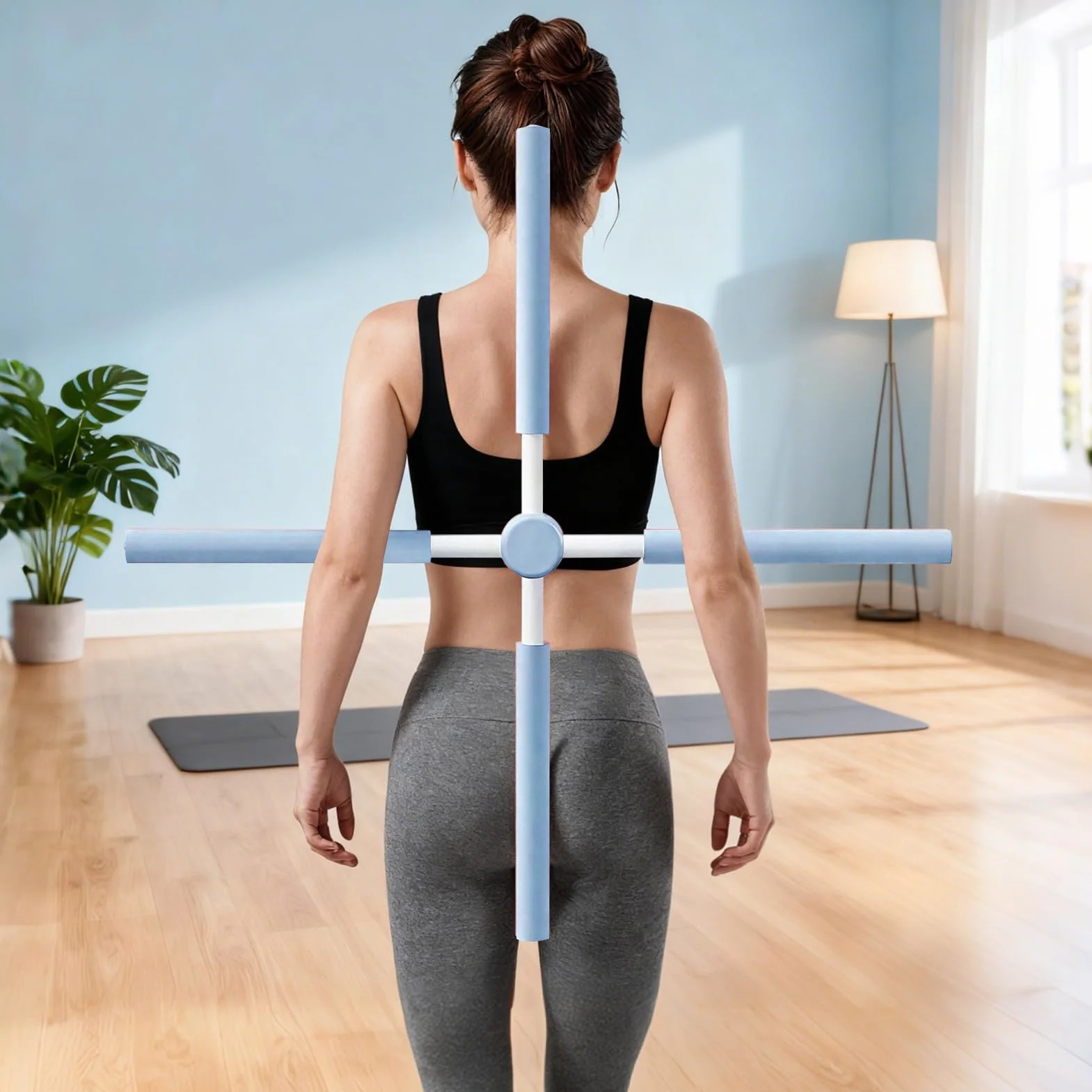 Bâton de Yoga Anti-Bosse Outil d'Étirement pour Dos et Nuque avec Noyau en Acier Inoxydable et Mousse