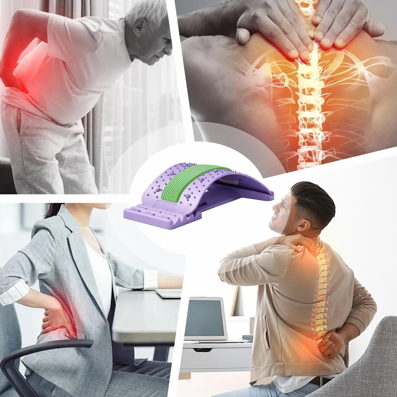 Magic Stretcher Planche de Soutien Lombaire 4 niveaux réglables 10 magnétique Violet