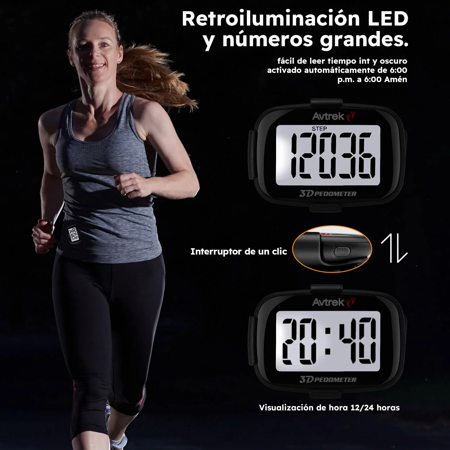 AVTREK Podomètre 3D Mini podomètre sans application sans Bluetooth pour marcher ou courir randonnée