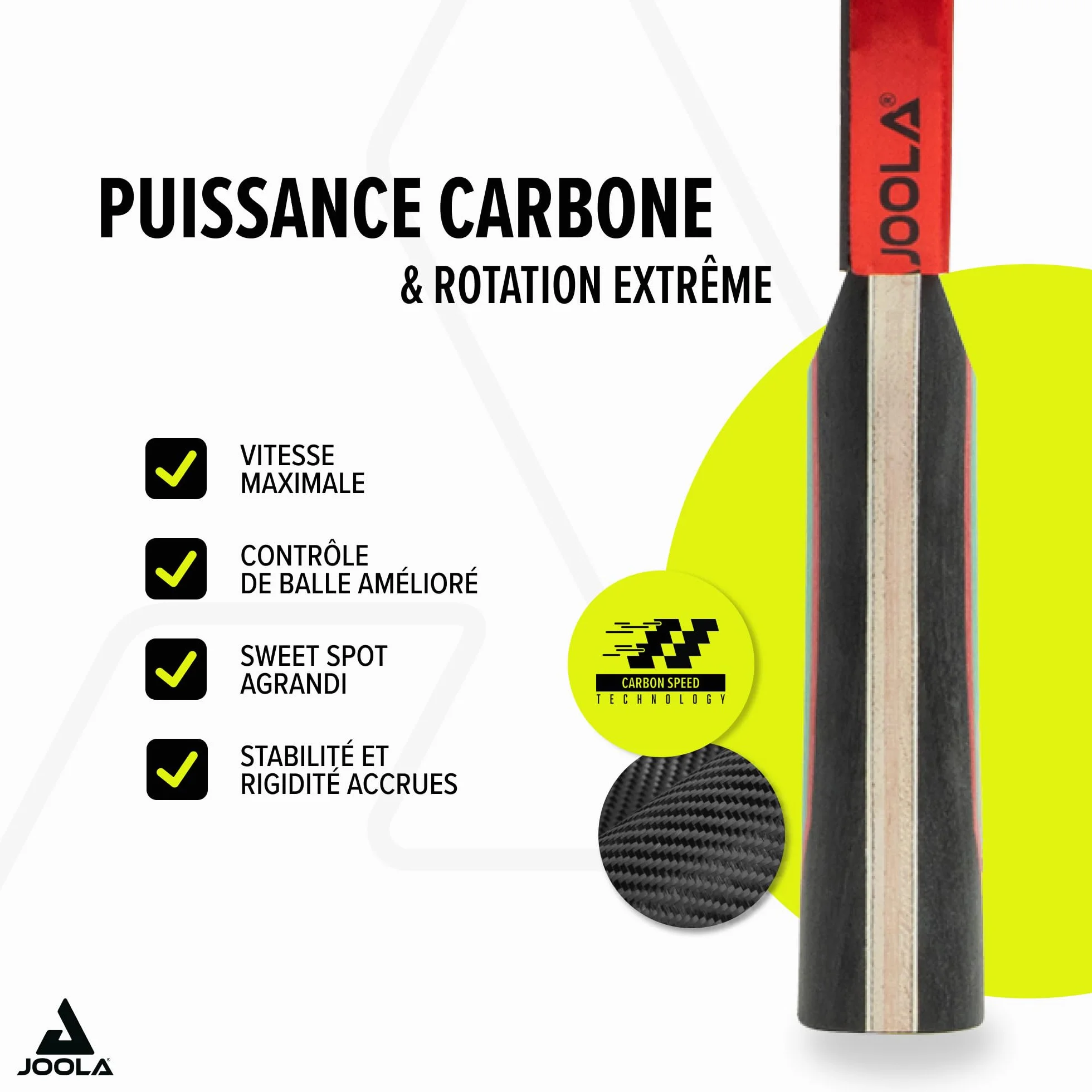 JOOLA Raquette de Tennis de Table Red Carbon Pro/Carbon Control/Carbon X – Raquette de Ping-Pong en Carbone avec Boîte Magnétique