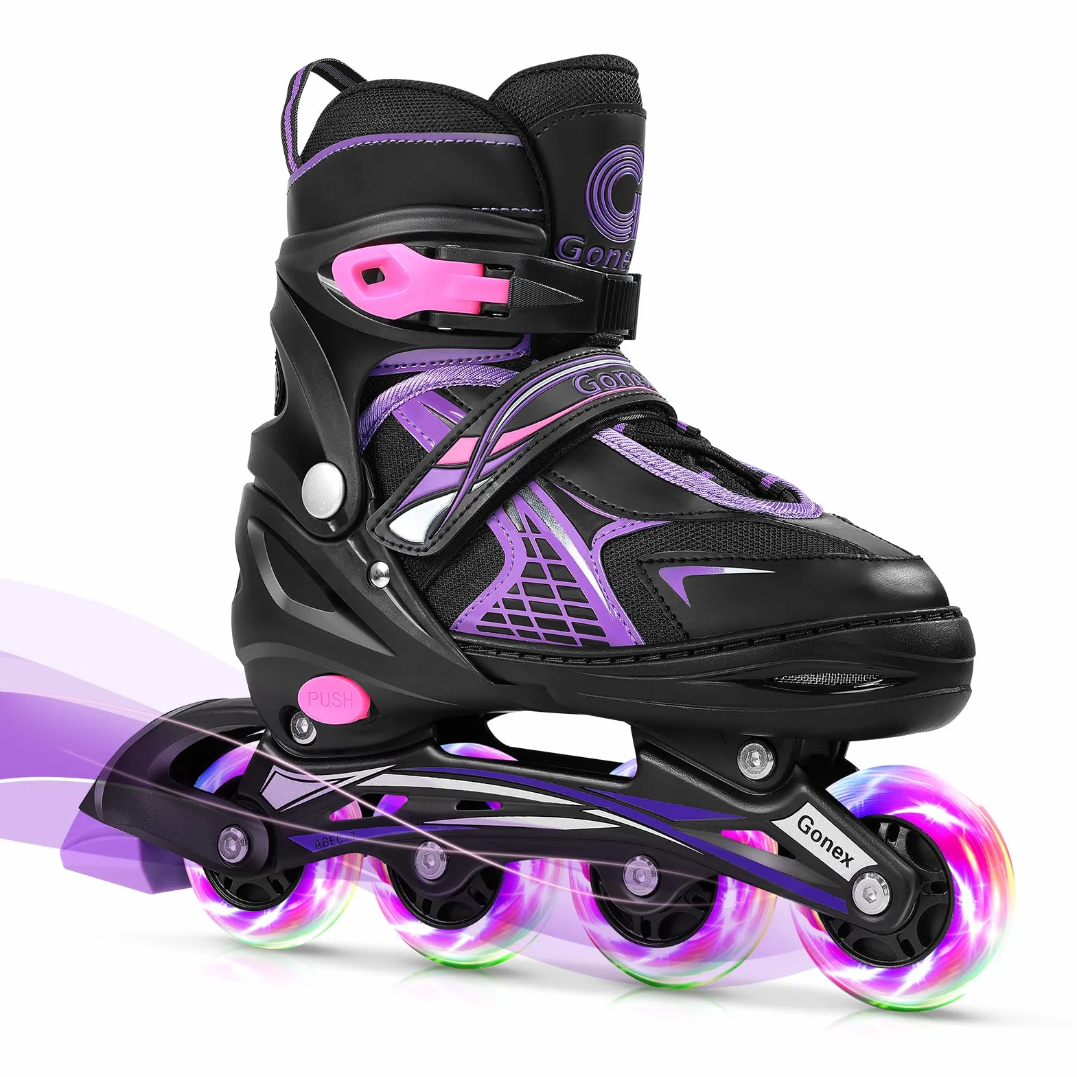 Gonex Rollers en Ligne Taille Réglable 31-42 Roue Brillant Enfant