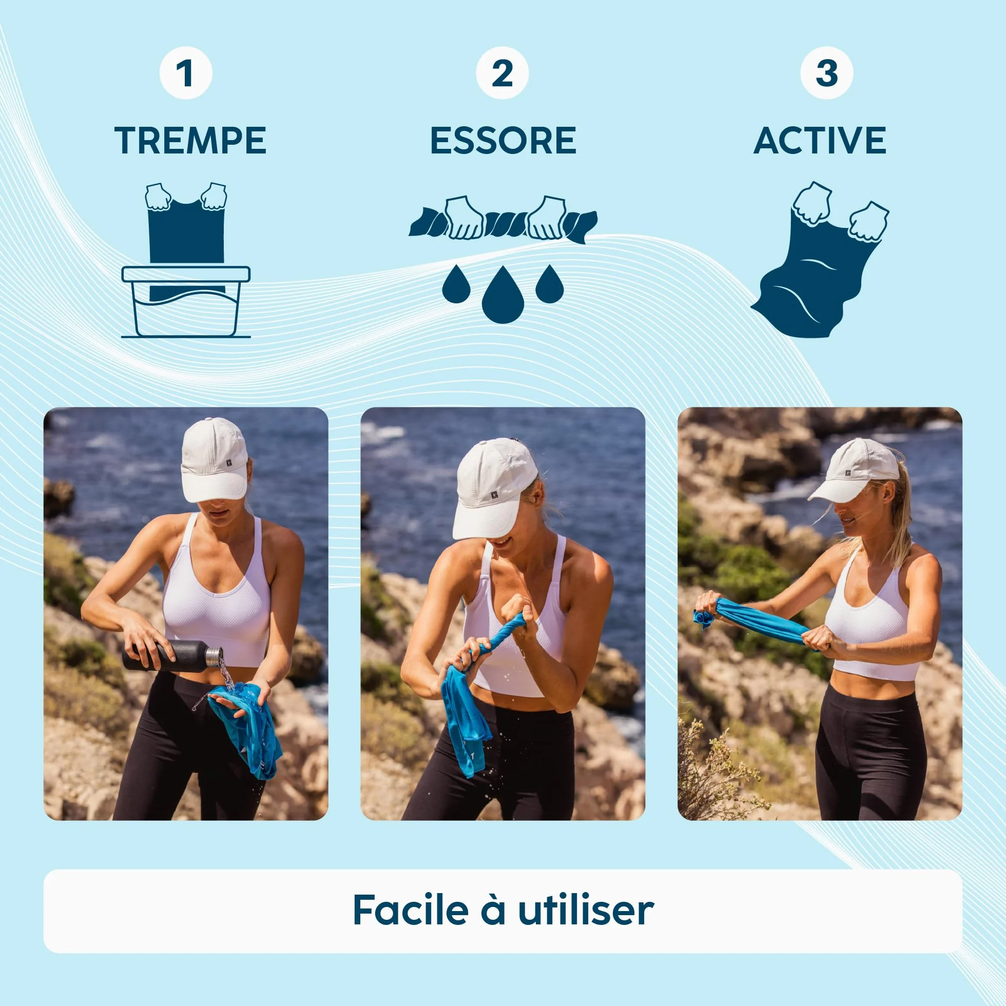 Serviette Microfibre de Refroidissement 100x30cm Anti-Transpiration Séchage Rapide UPF50+ Rafraîchissante Sport Fitness Yoga Voyage