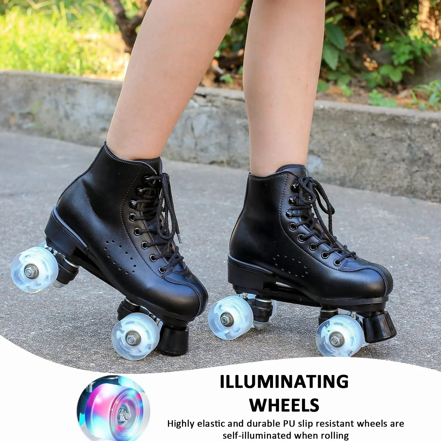 ERNAN Patins à roulettes 4 Roues, Rollers parallèles Lumineux, Taille 35-43 pour Adultes Enfants Débutants