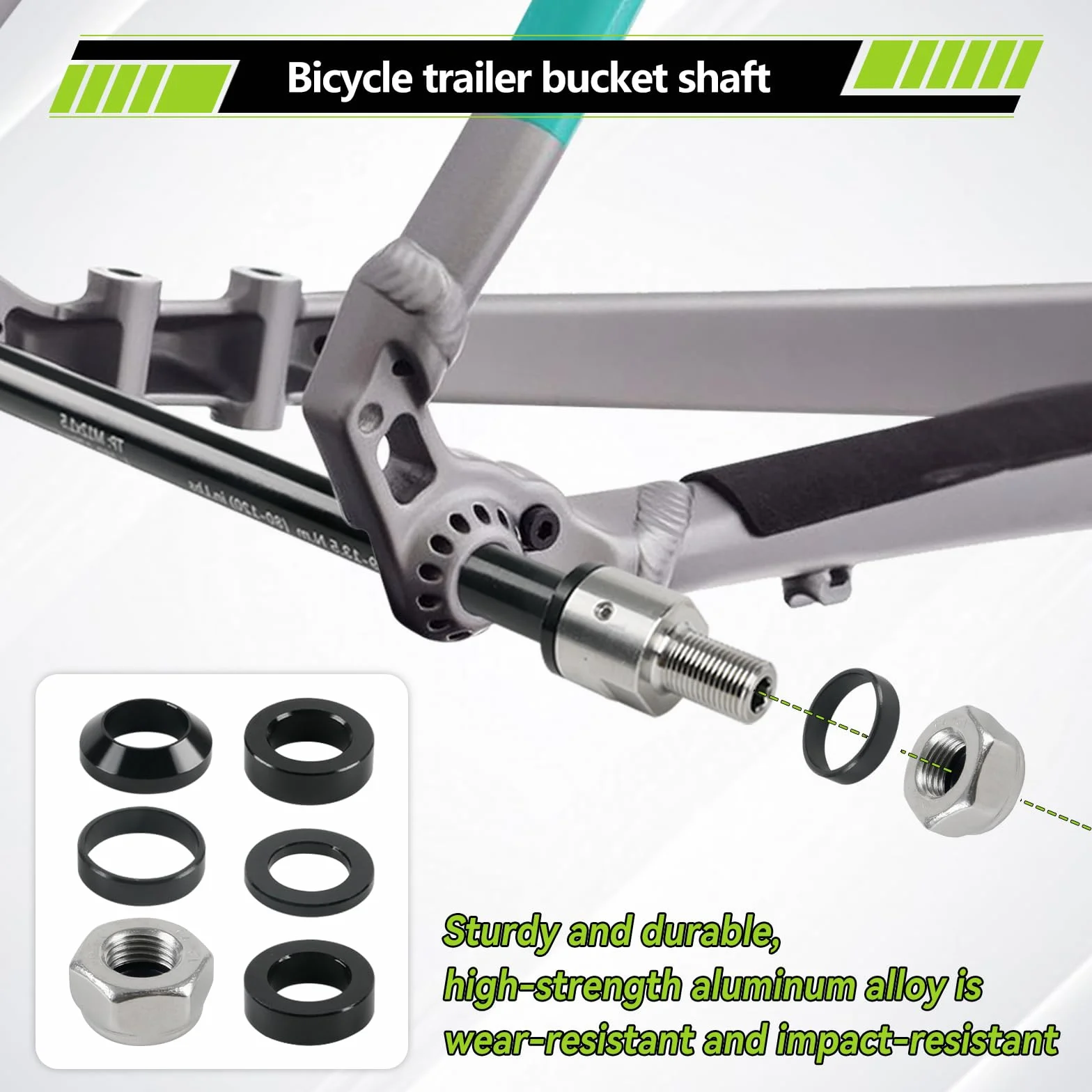 Adaptateur d'essieu traversant M12 160-178 mm longueur de tige réglable pour remorque de vélo
