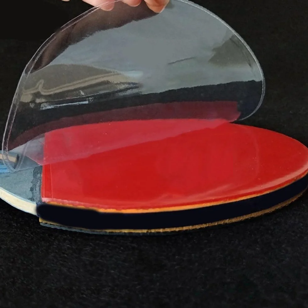 Film de protection en caoutchouc pour raquette de tennis de table – 50 housses PVC transparentes 16,9 x 16,9 cm réutilisables
