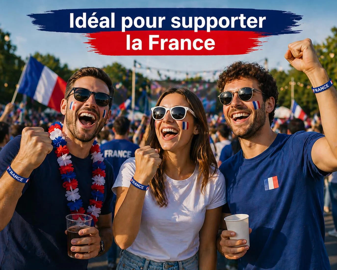 Bracelet Silicone Bleu Drapeau Français Lot de 5 – Supporter Coupe du Monde Football 14 Juillet