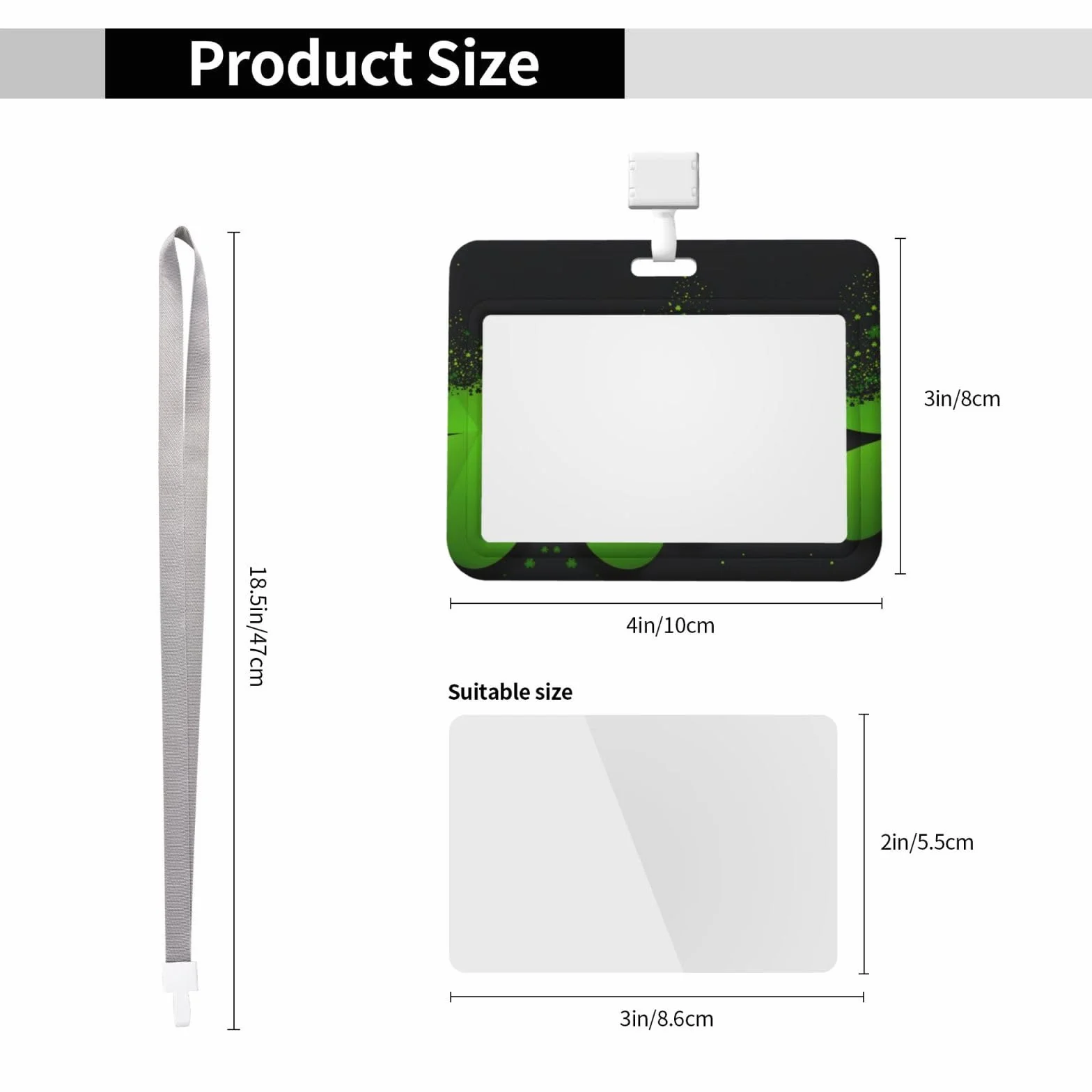 Porte-badge en plastique ABS transparent étanche refermable forme trèfle fond noir