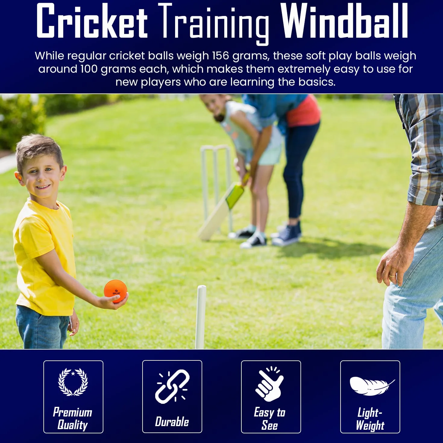 Lot de 6 balles de cricket Windball en caoutchouc souple pour entraînement intérieur et extérieur