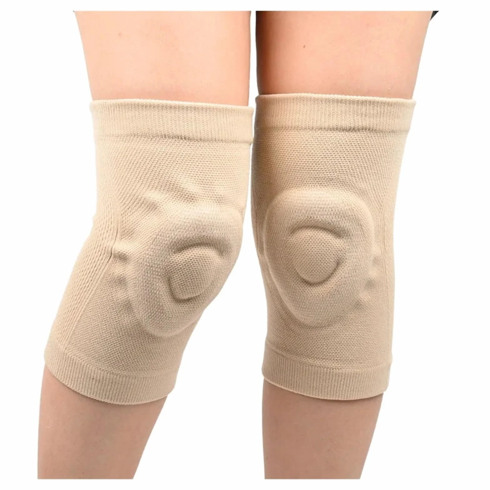 Genouillères Anti-Pression en Silicone pour Fitness Danse Patinage Basket-Ball Cyclisme Beige M 30-40CM
