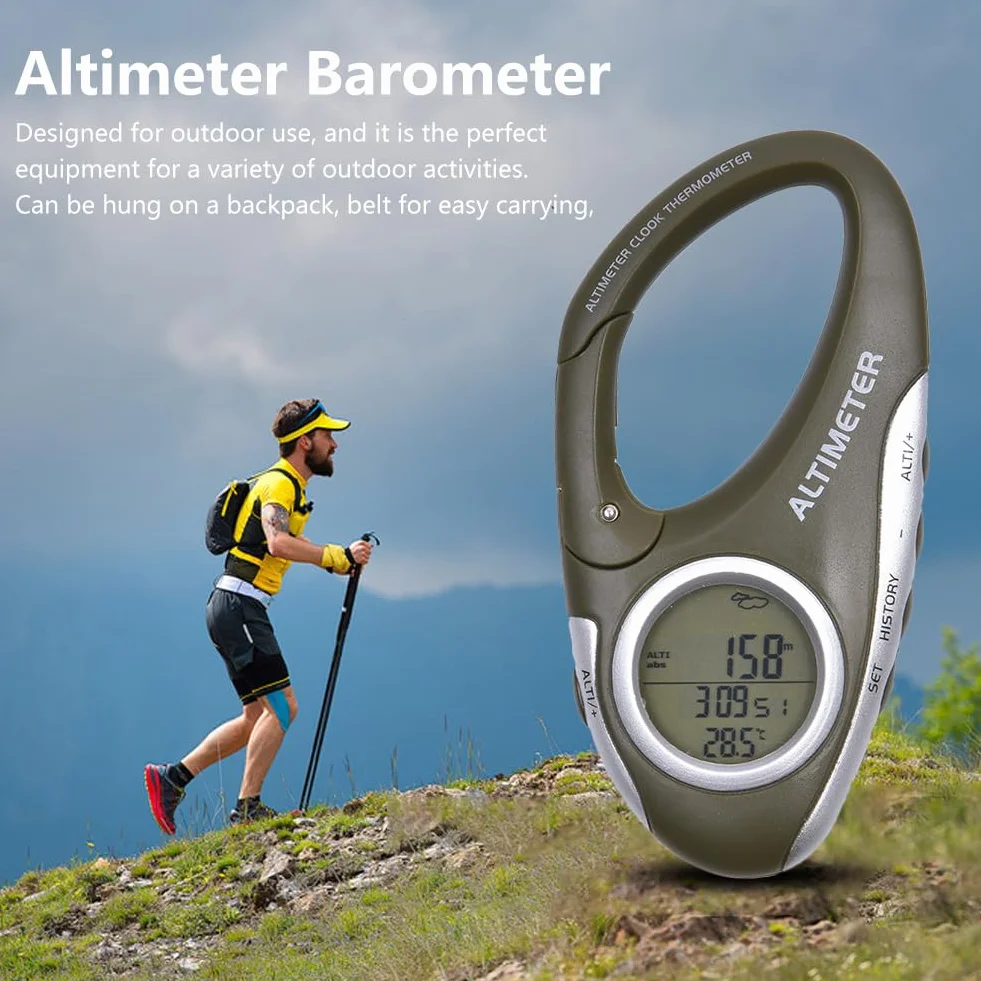 Baromètre Portable Thermomètre d'extérieur Outil de Survie Multifonction Camping Randonnée