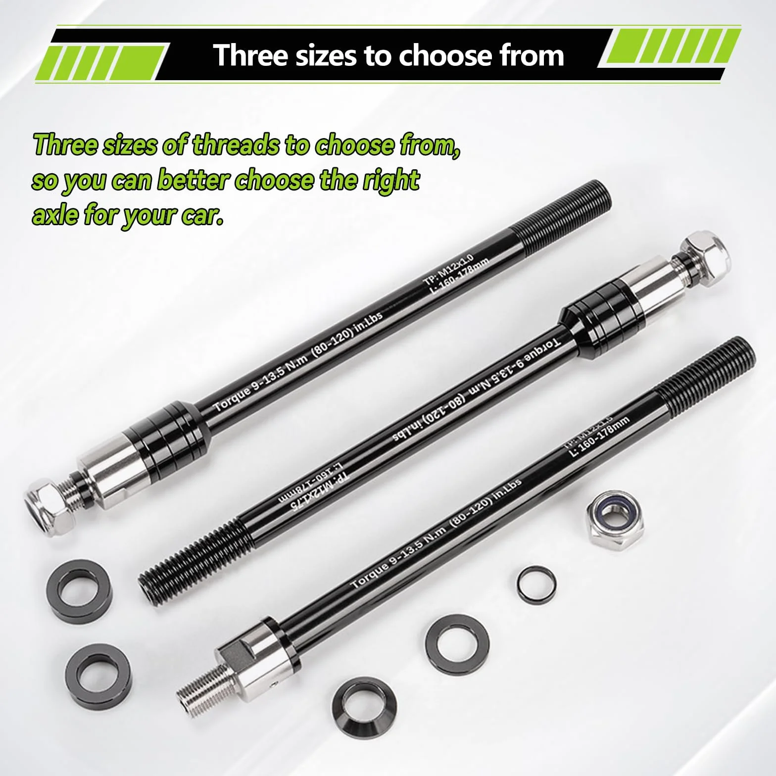 Adaptateur d'essieu traversant M12 160-178 mm longueur de tige réglable pour remorque de vélo