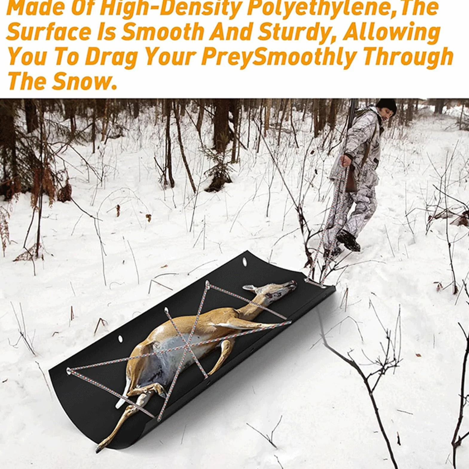 Traîneau de cerf - Transporteur de gibier portable avec corde, pour chasse, pêche sur glace et chiens
