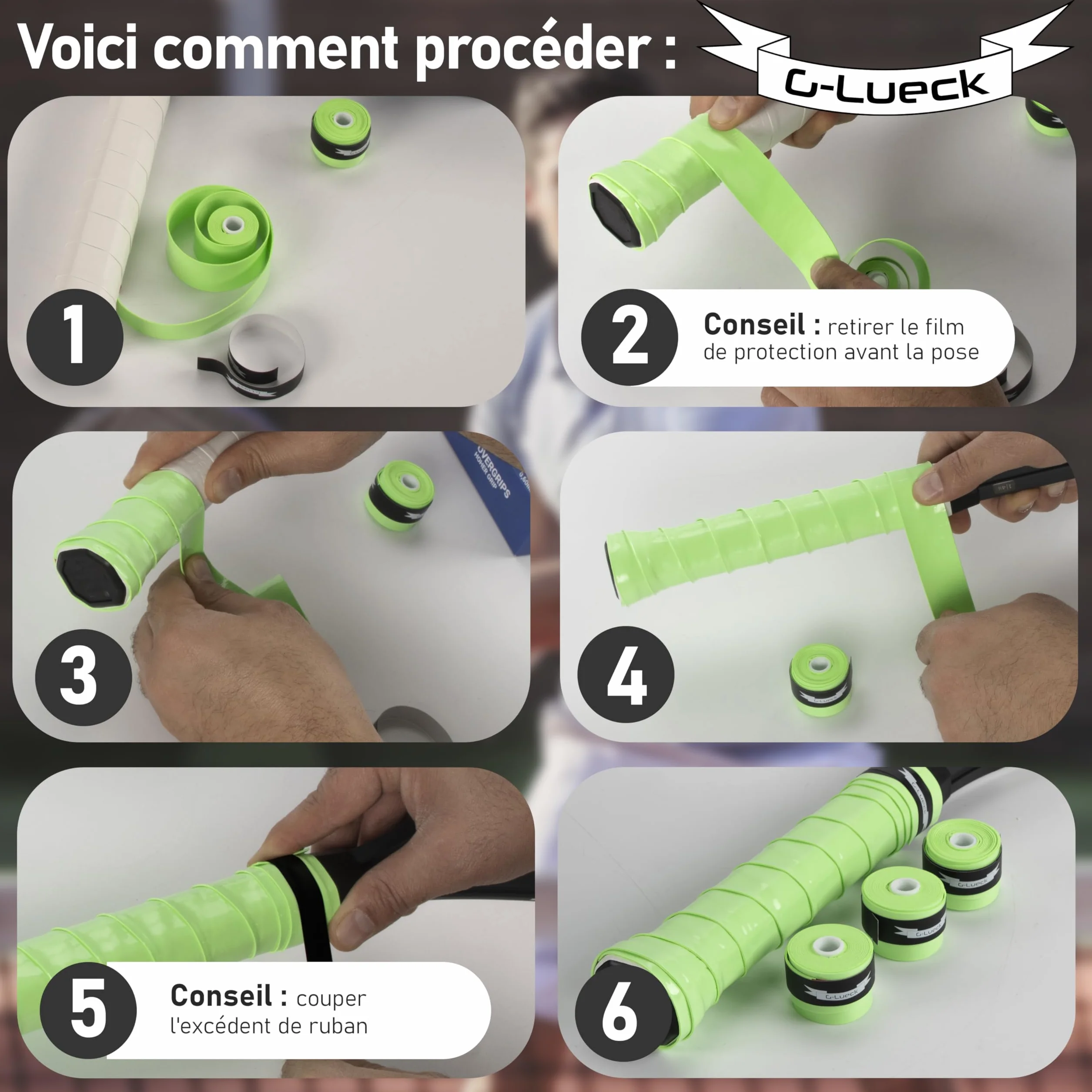 G-Lueck Talent Grip Surgrip Lot de 27 Grips de Tennis très adhérent Épaisseur 0,60 mm pour Raquettes de Tennis