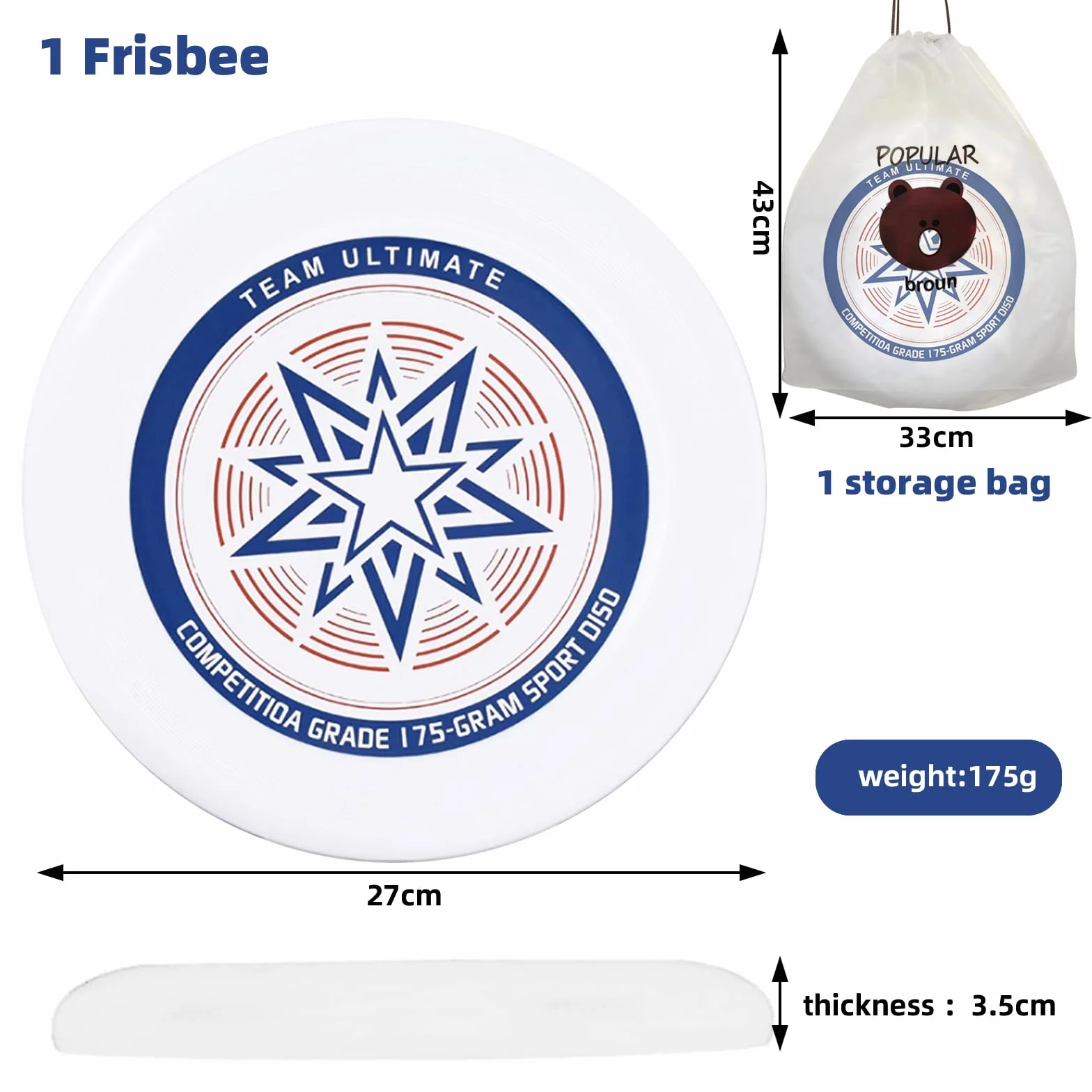 Disque volant professionnel Frisbee de compétition pour sports de plein air