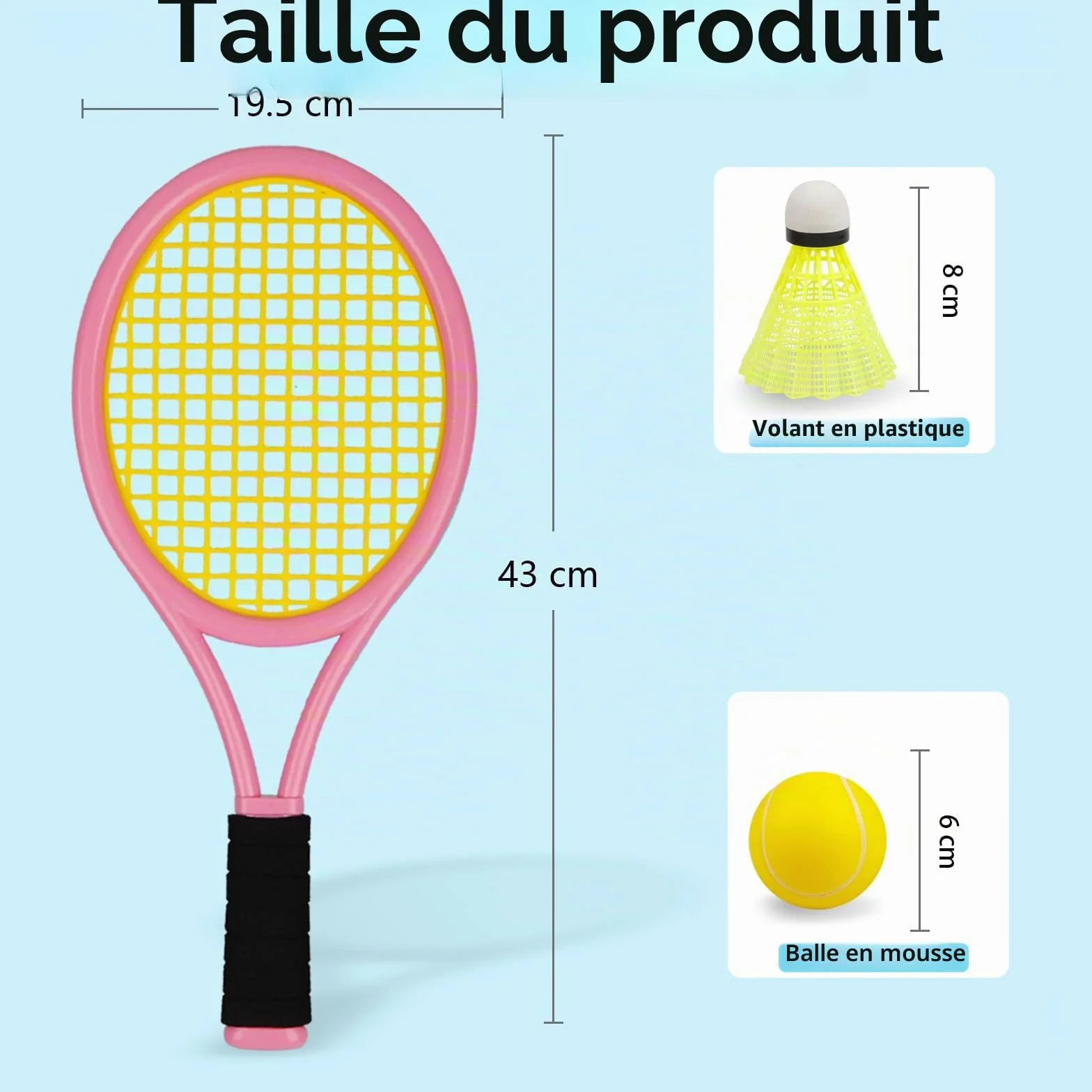 Ensemble de raquettes de tennis pour enfants 17 pouces avec balles en mousse souple et sac de transport