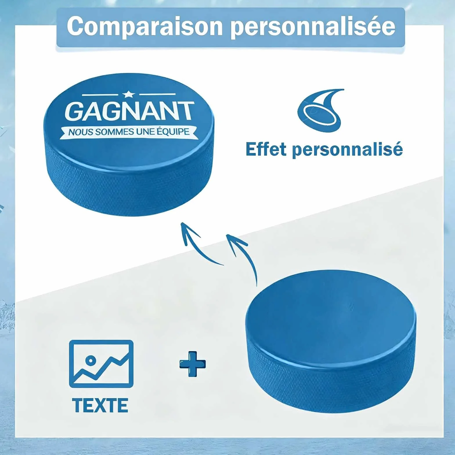 Palet de Hockey Personnalisé Photo Nom – Caoutchouc Taille Officielle – Cadeau Entraîneur Joueur