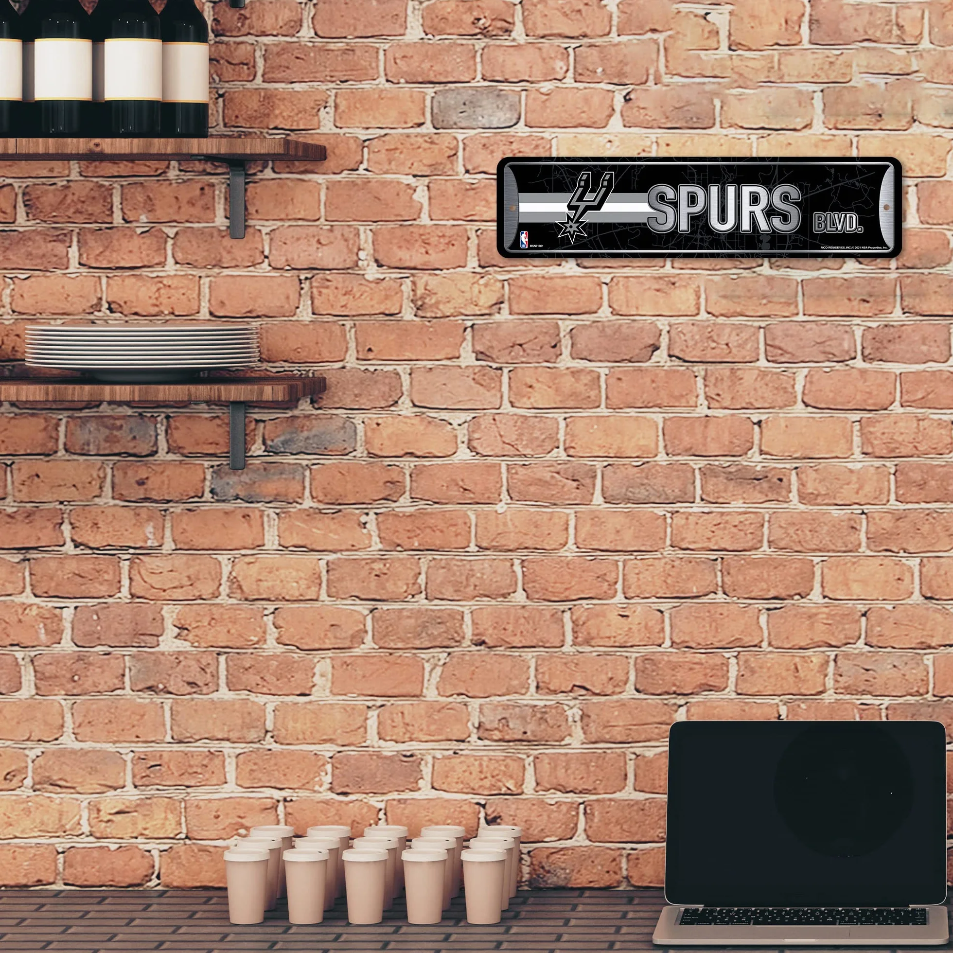 Rico Industries Plaque de rue NBA San Antonio Spurs métal 10,2 x 38,1 cm